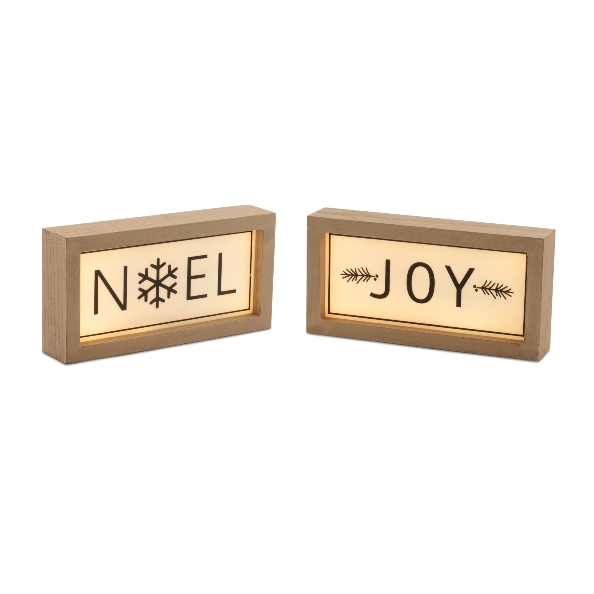 LED Joy and Noel Frame (2 set of) 7.75"L x 4"H MDF/ 2 AA Batteries Not Included
