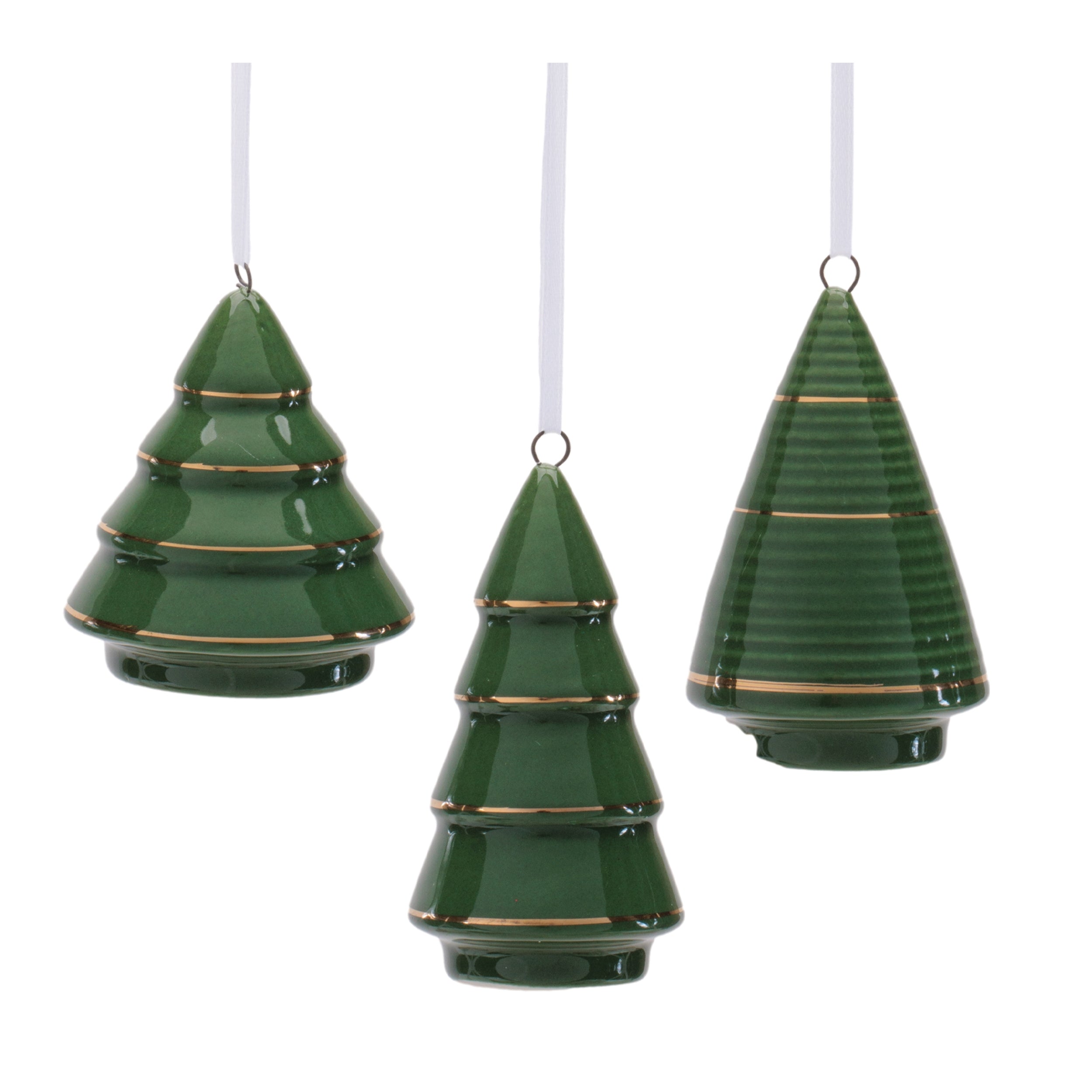Tree Ornament (3 set of) 3"H, 3.25"H, 3.5"H Ceramic