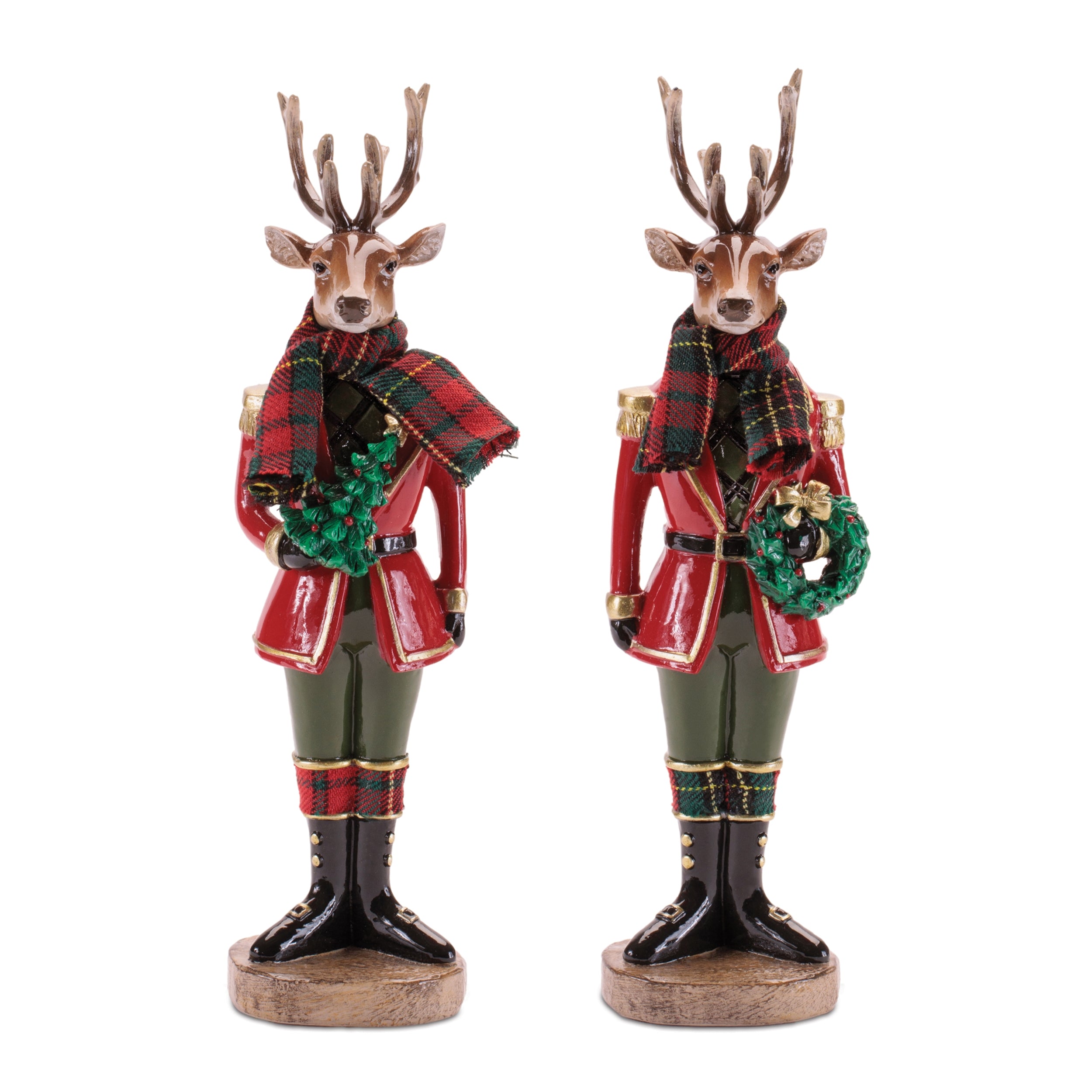 Deer Soldier (2 set of) 10.75”H Resin/Fabric