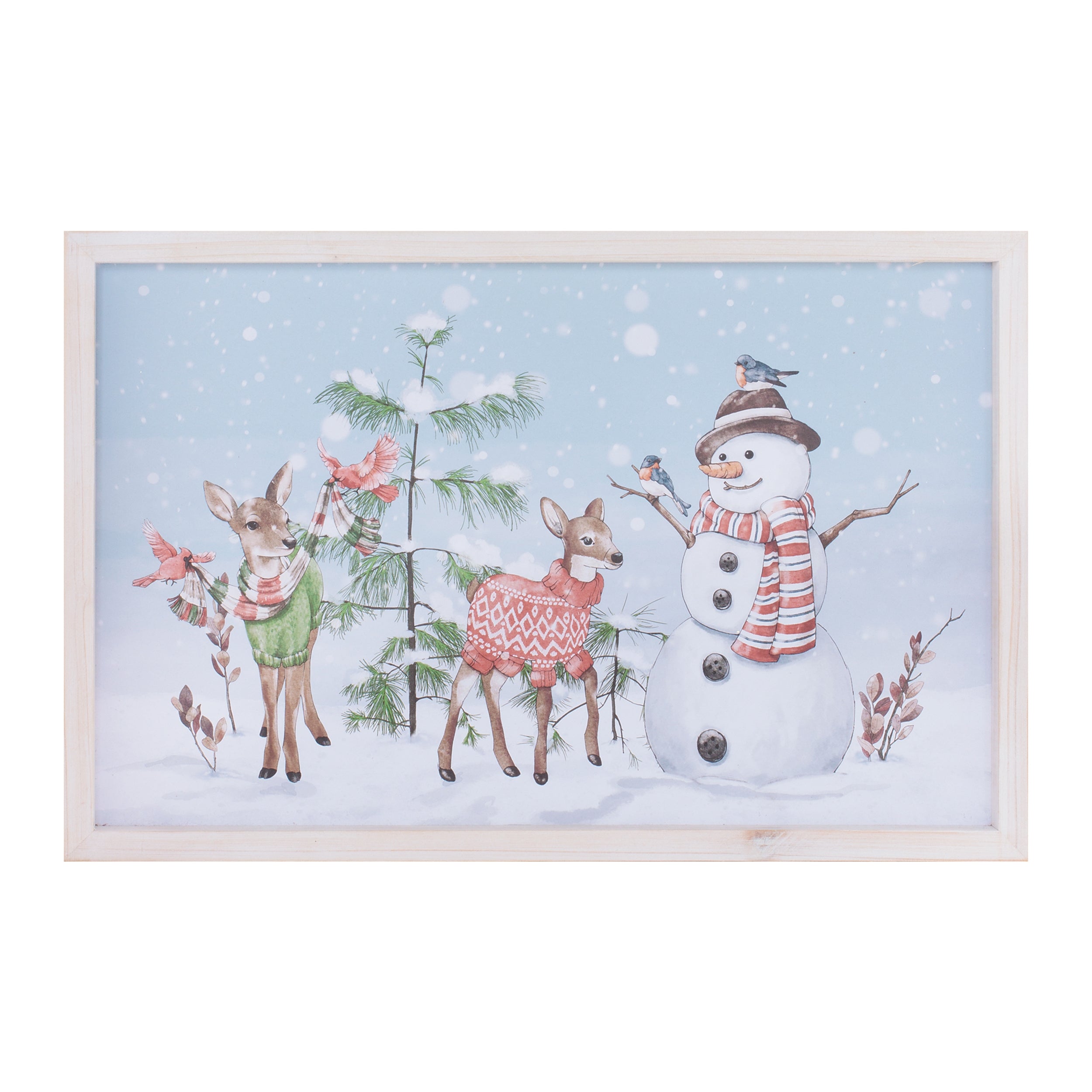 Snowman and Deer Frame 20"L x 13"H MDF/Wood