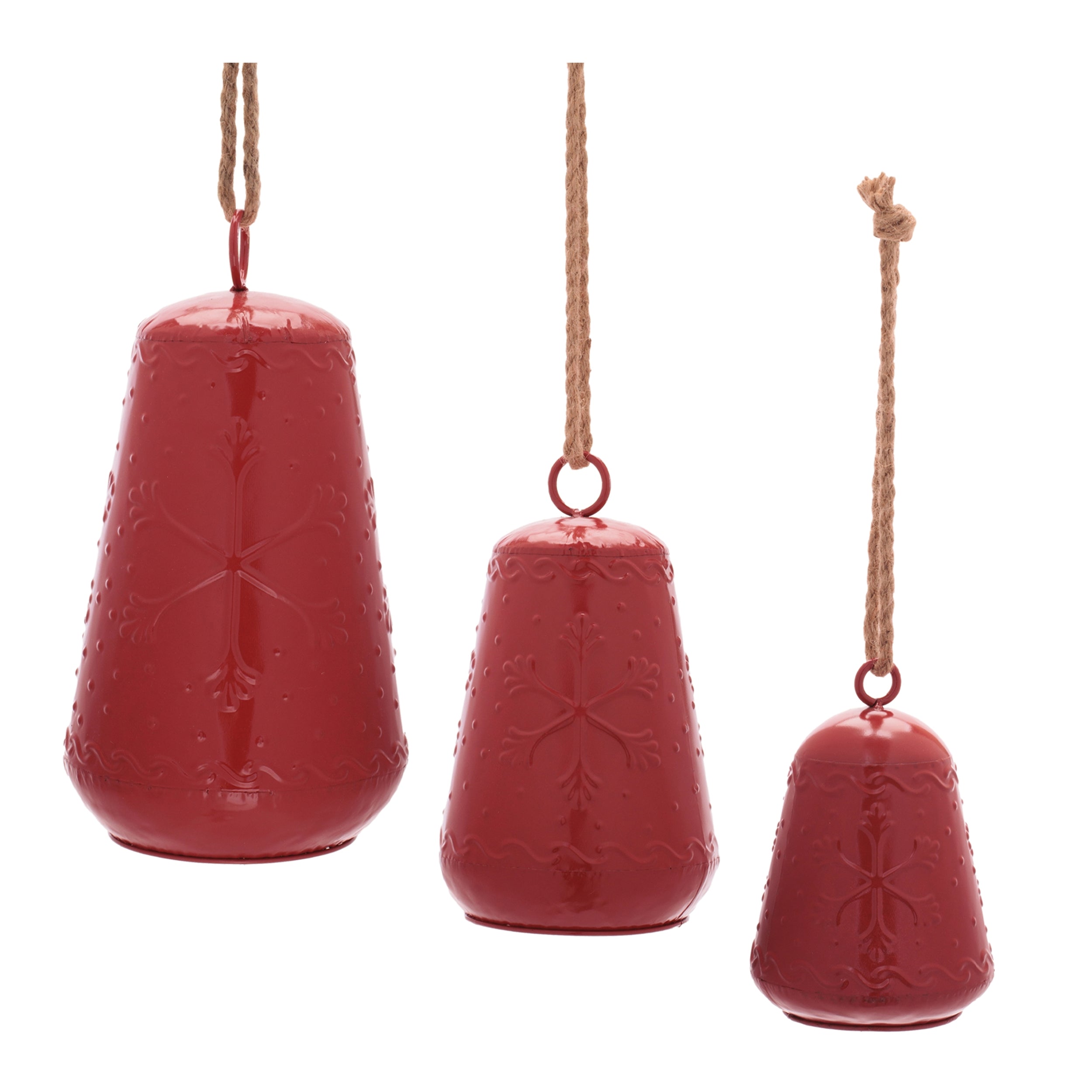Bell Ornament (Set of 3) 7.5"H, 10"H, 13.25"H Iron/Jute