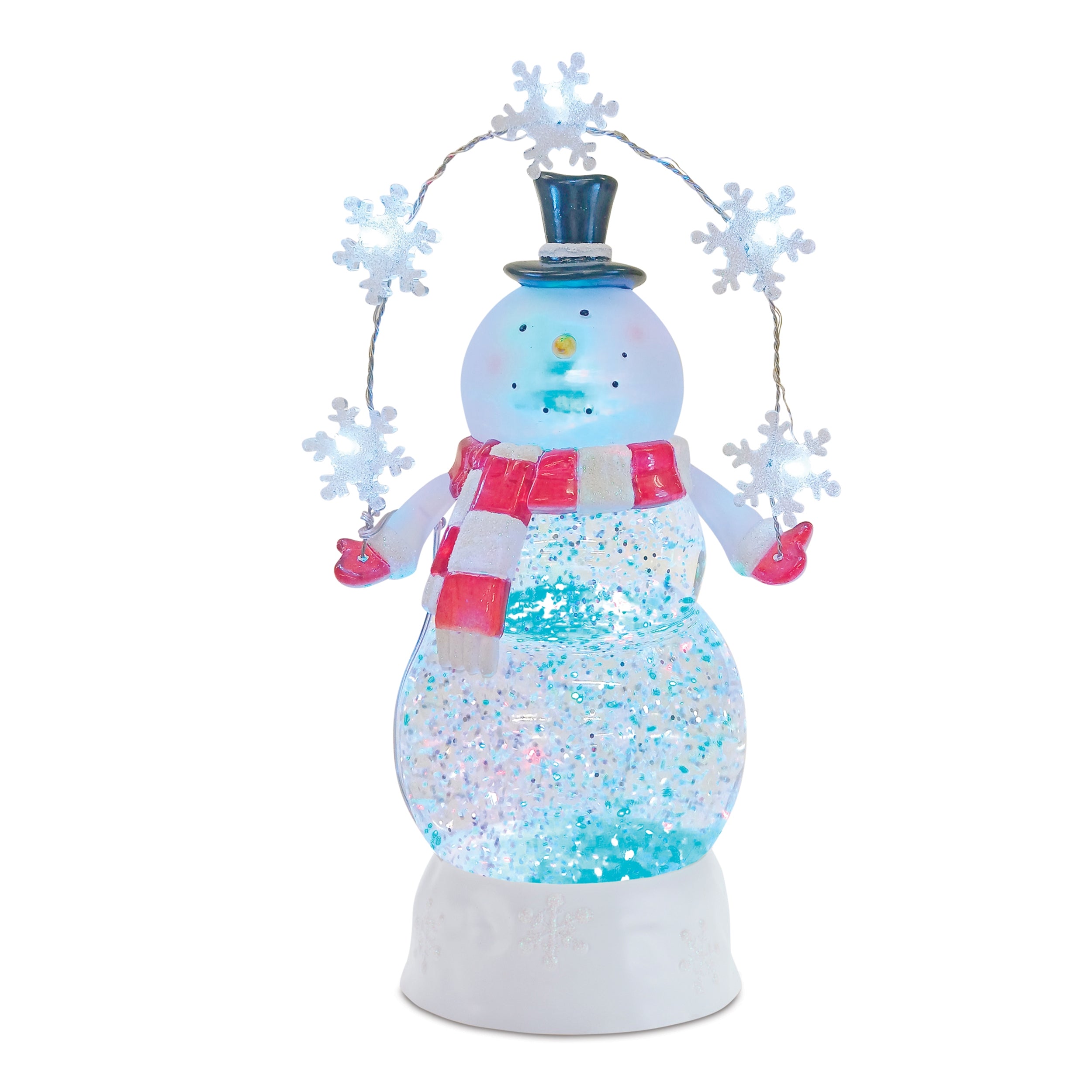Snowman Snow Globe 9.5”H  3 AA Batteries Not Included