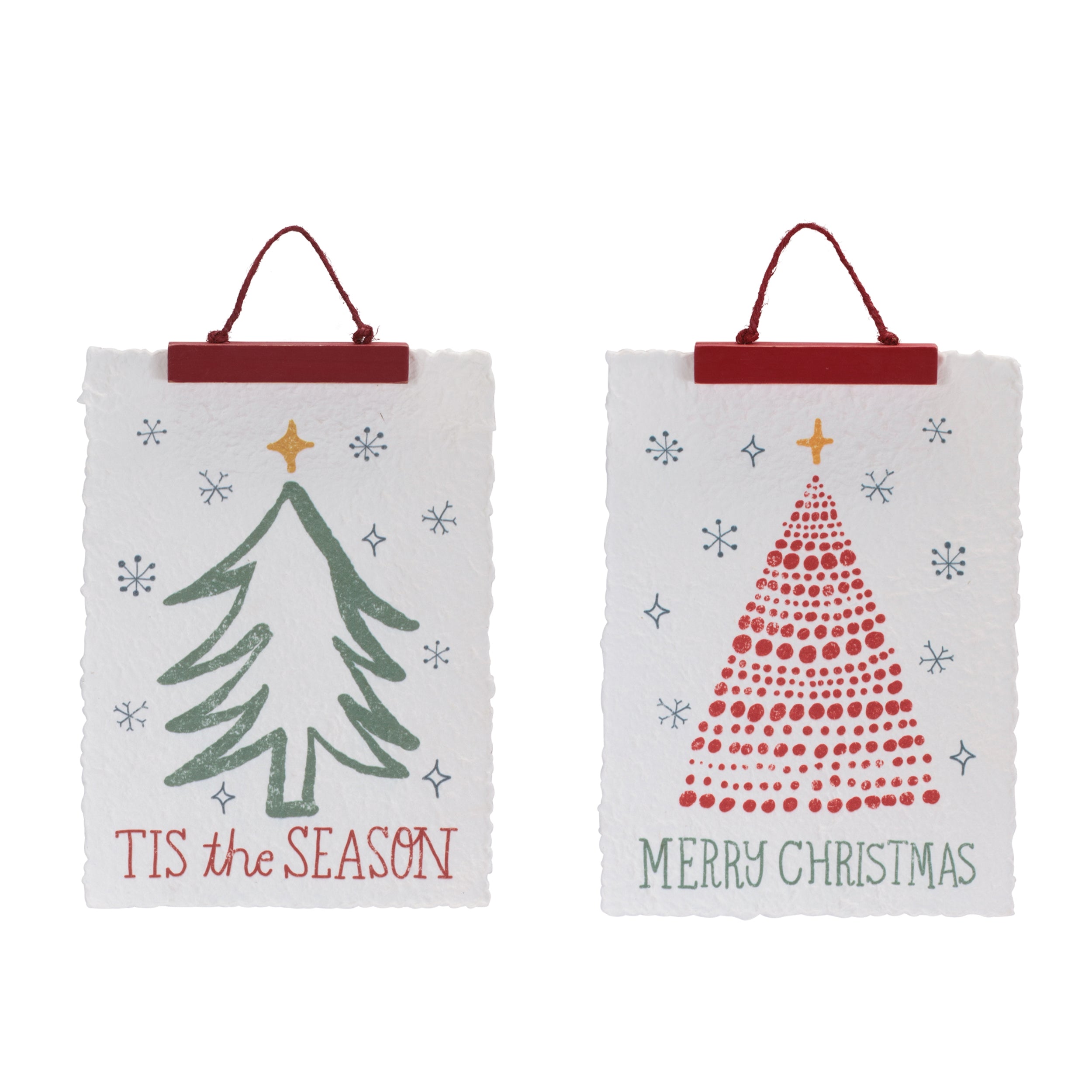 Merry Christmas/Tis the Season Banner (2 set of) 8.5"L x 14"H Paper/Wood