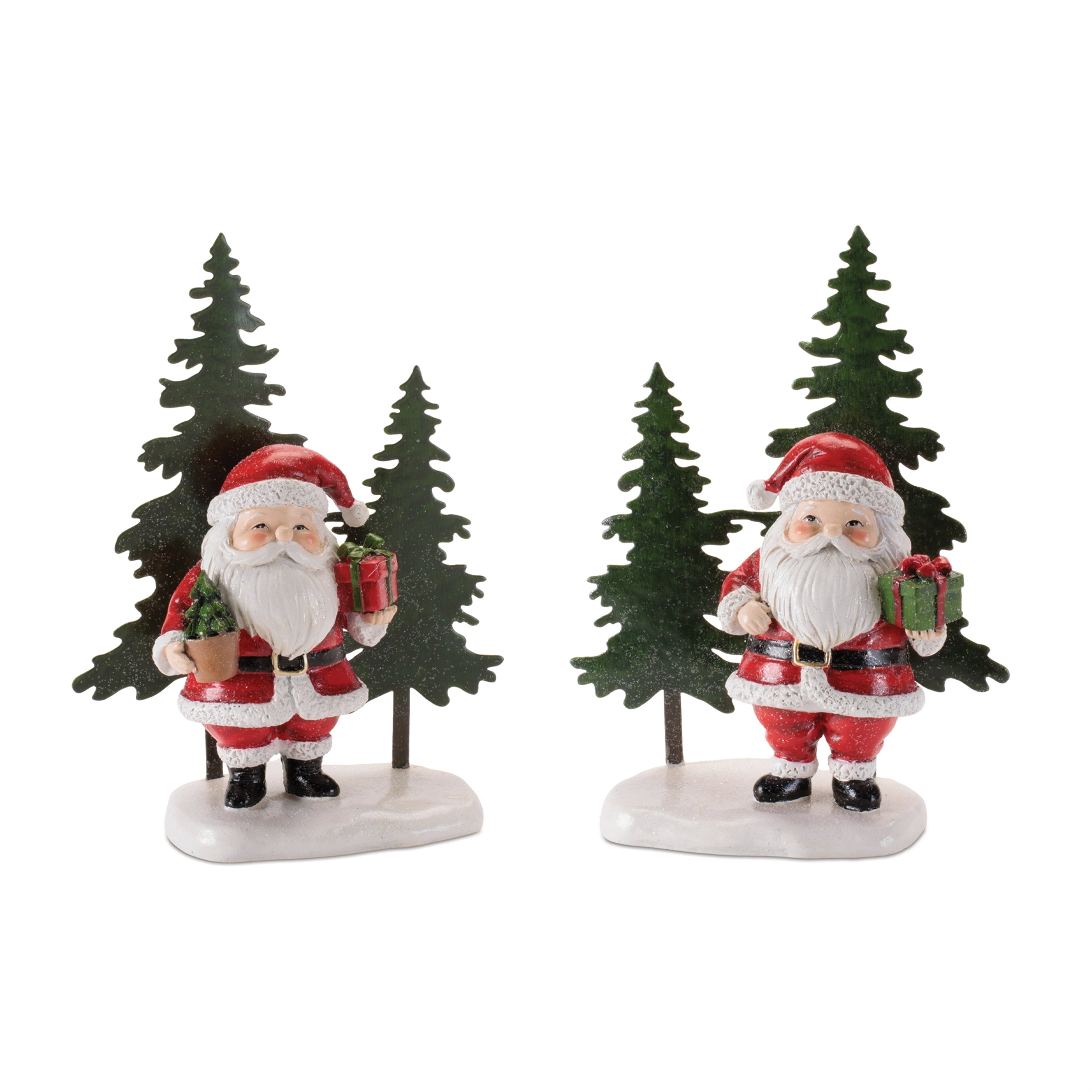 Santa w/Tree and Package (S/2)
