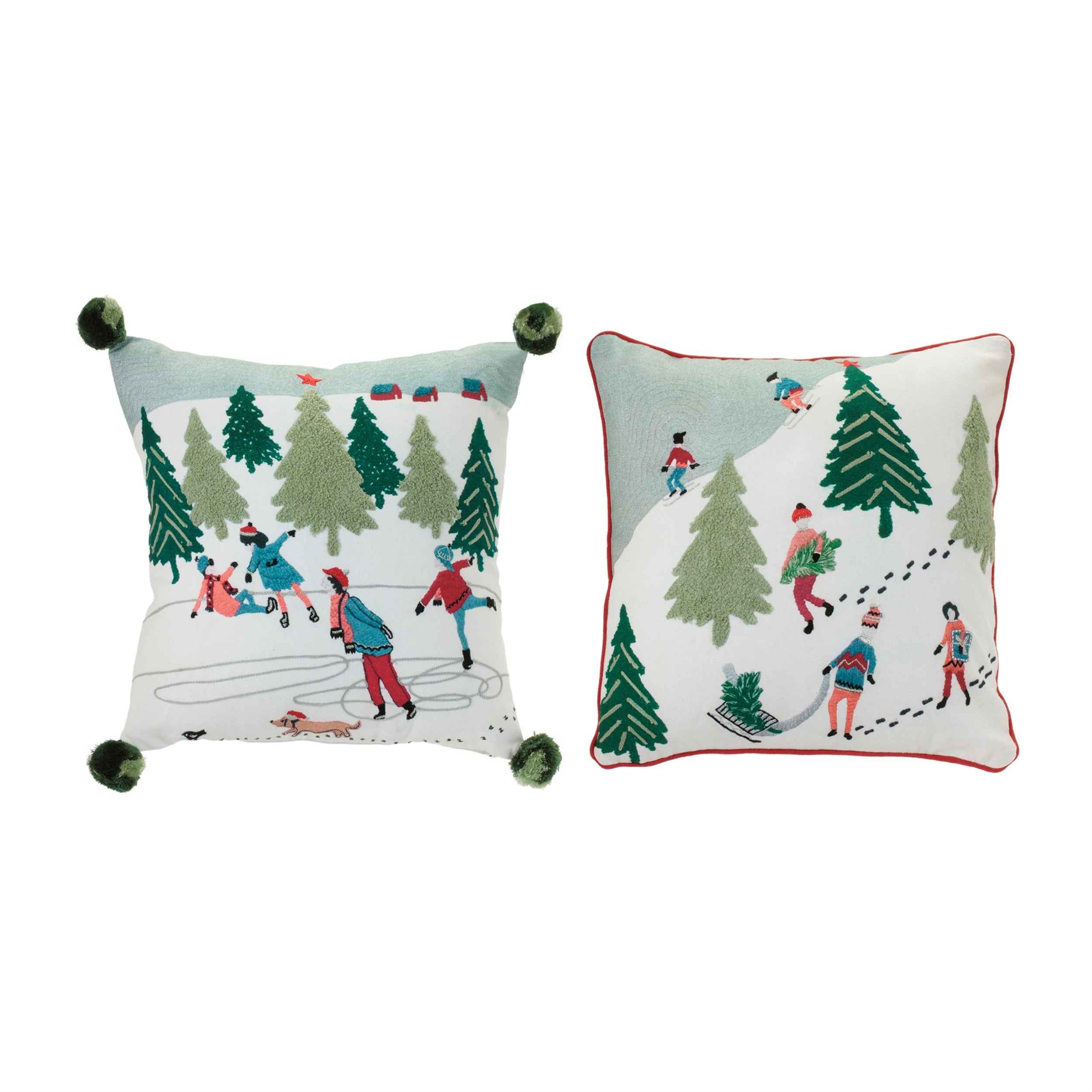 Winter Sport Pillow (2 set of) 16”SQ Cotton