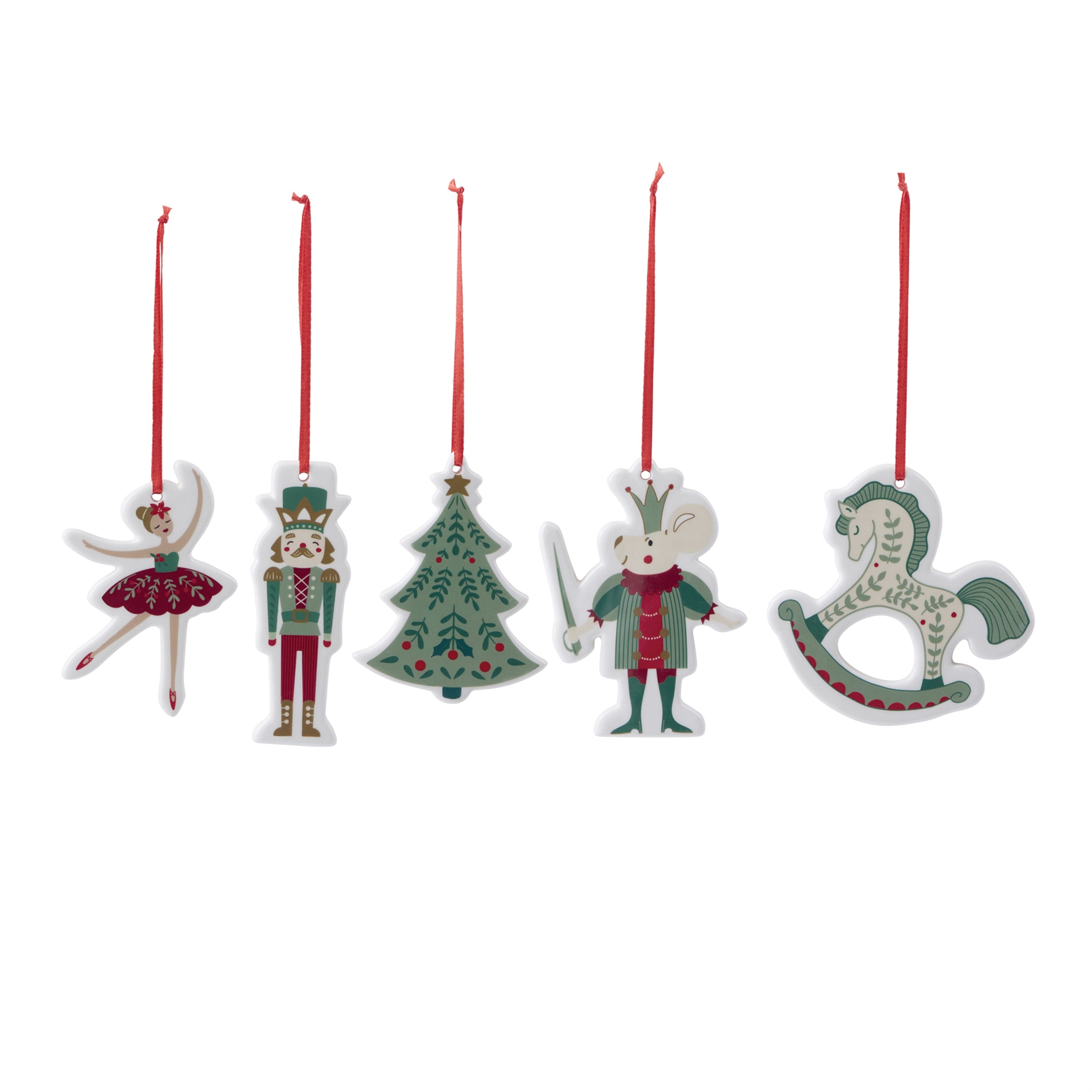 Nutcracker Ornament Assortment (Box of 5) 1.5" - 3.75"H Ceramic