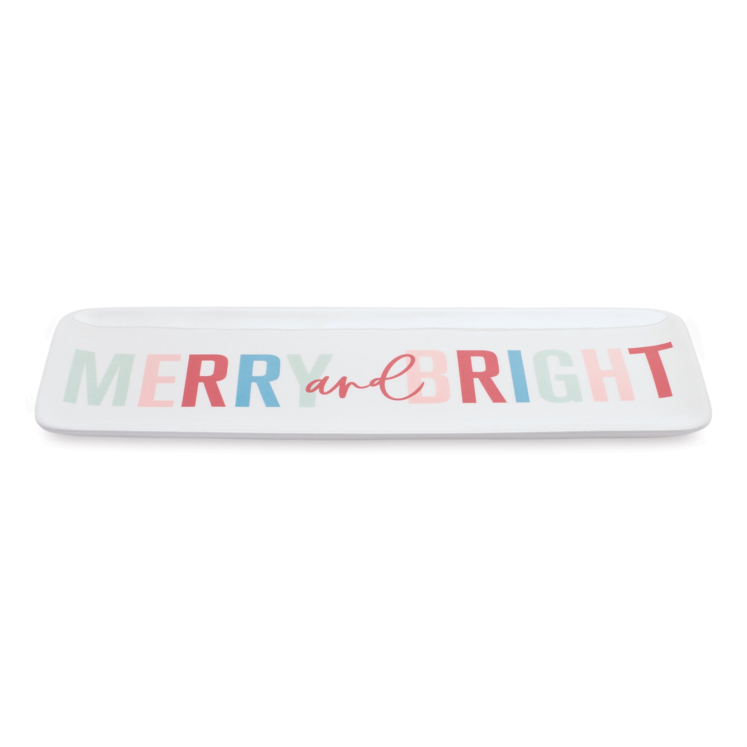 Merry and Bright Platter 14"L x 5"W x .75"H Dolomite