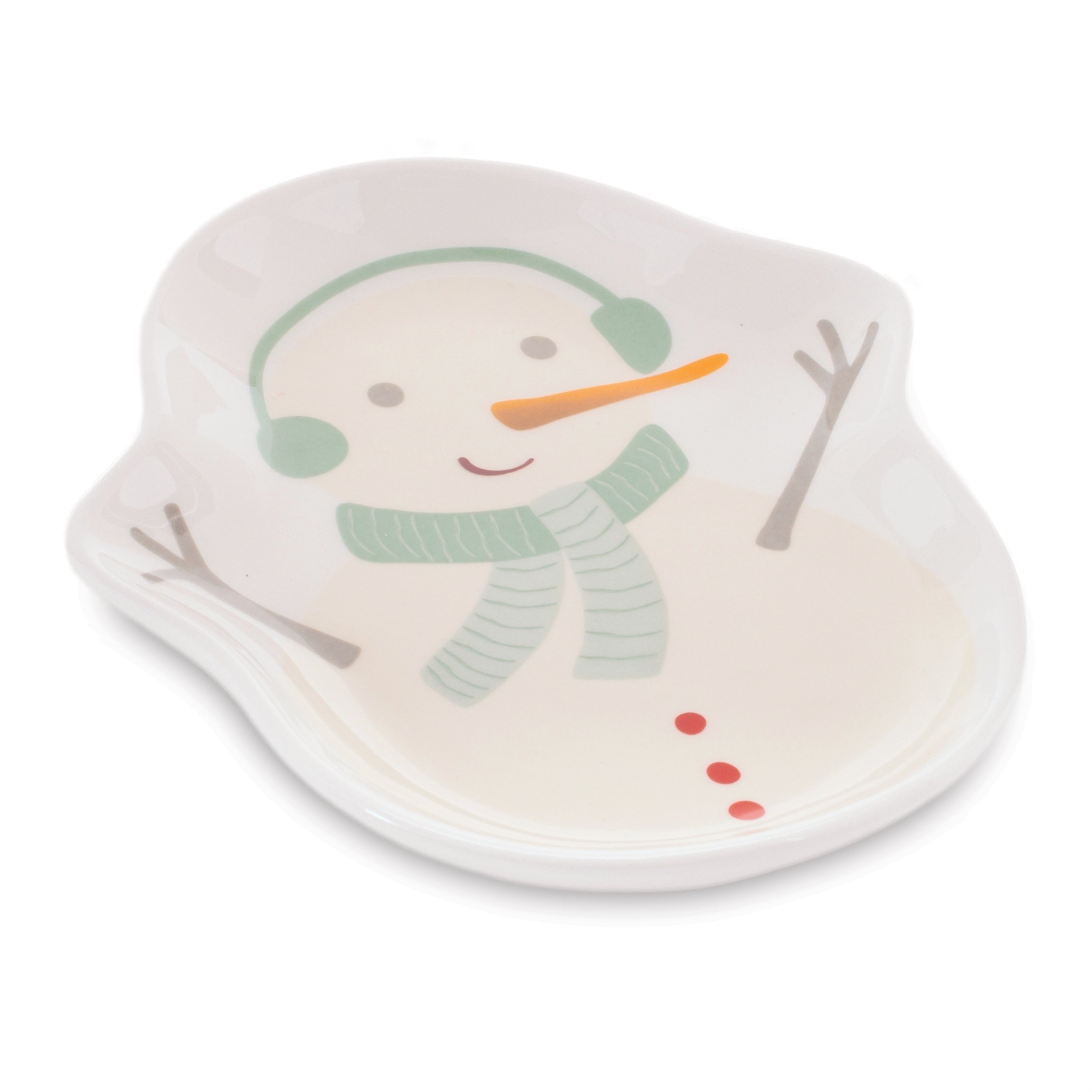 Snowman Trinket Dish 5.5"L x 5"W x .75"H Ceramic