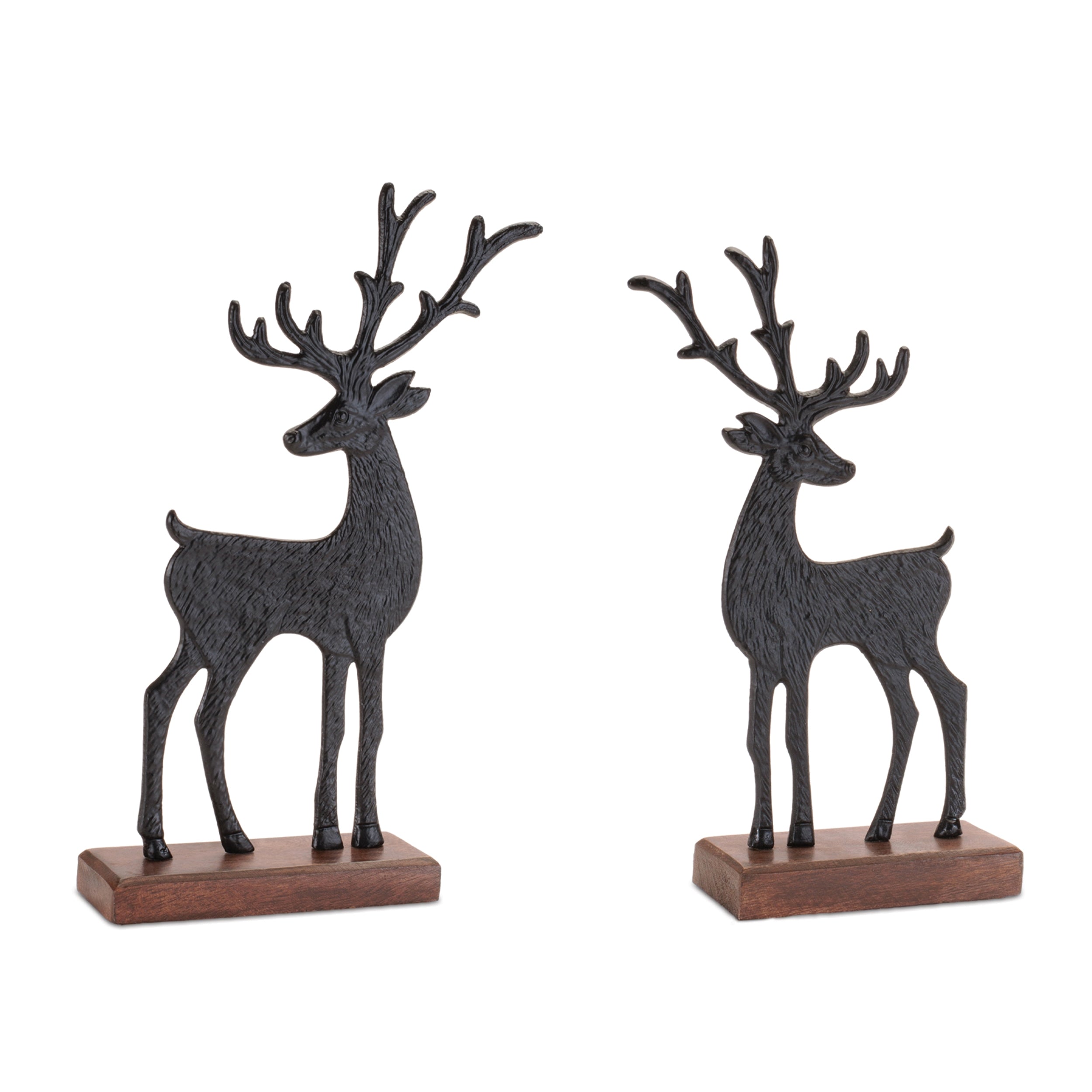 Deer (Set of 2) 8.75"H, 11.5"H Aluminum/Wood