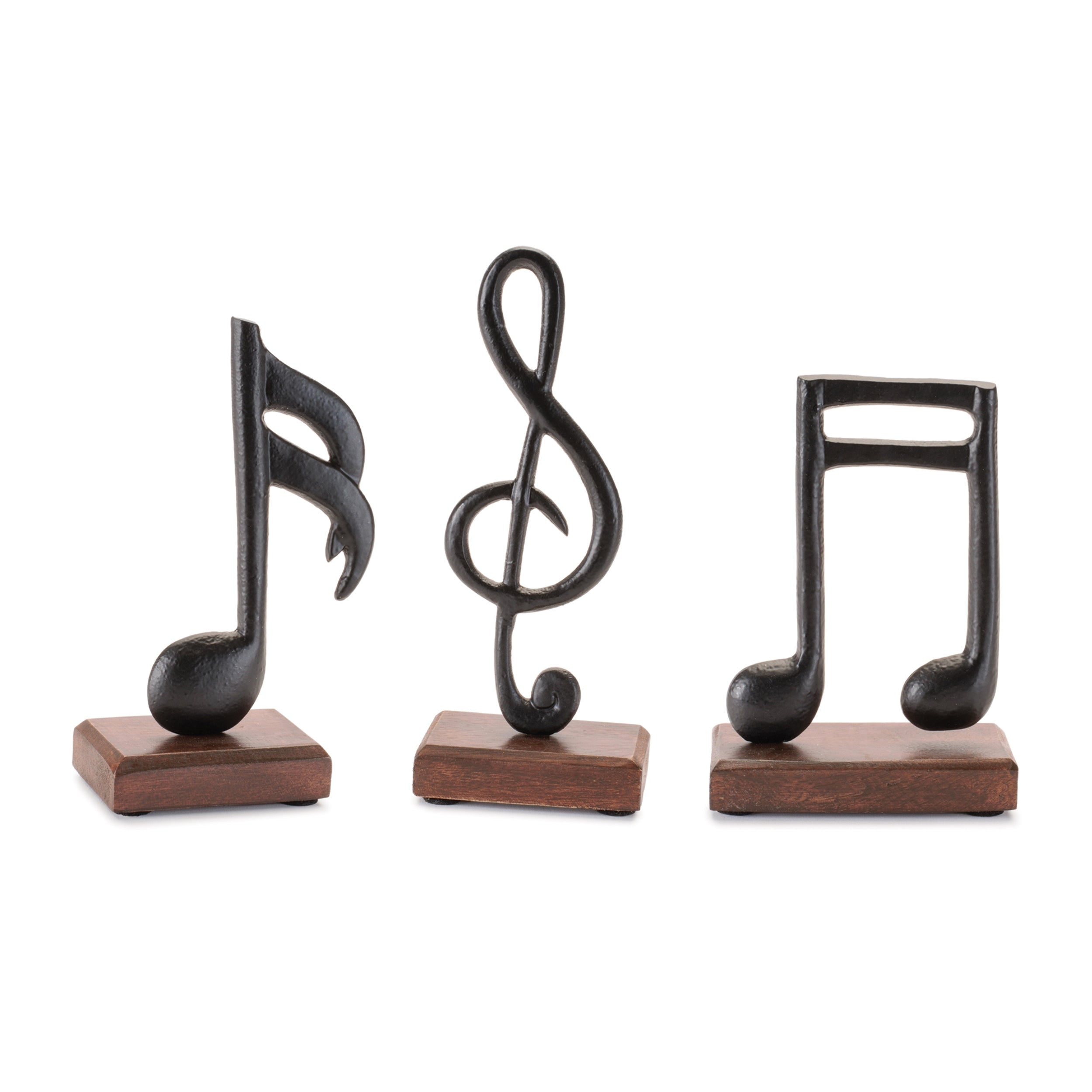 Music Notes (3 set of) 5.75"H, 6.25"H, 7.25"H Aluminum/Wood