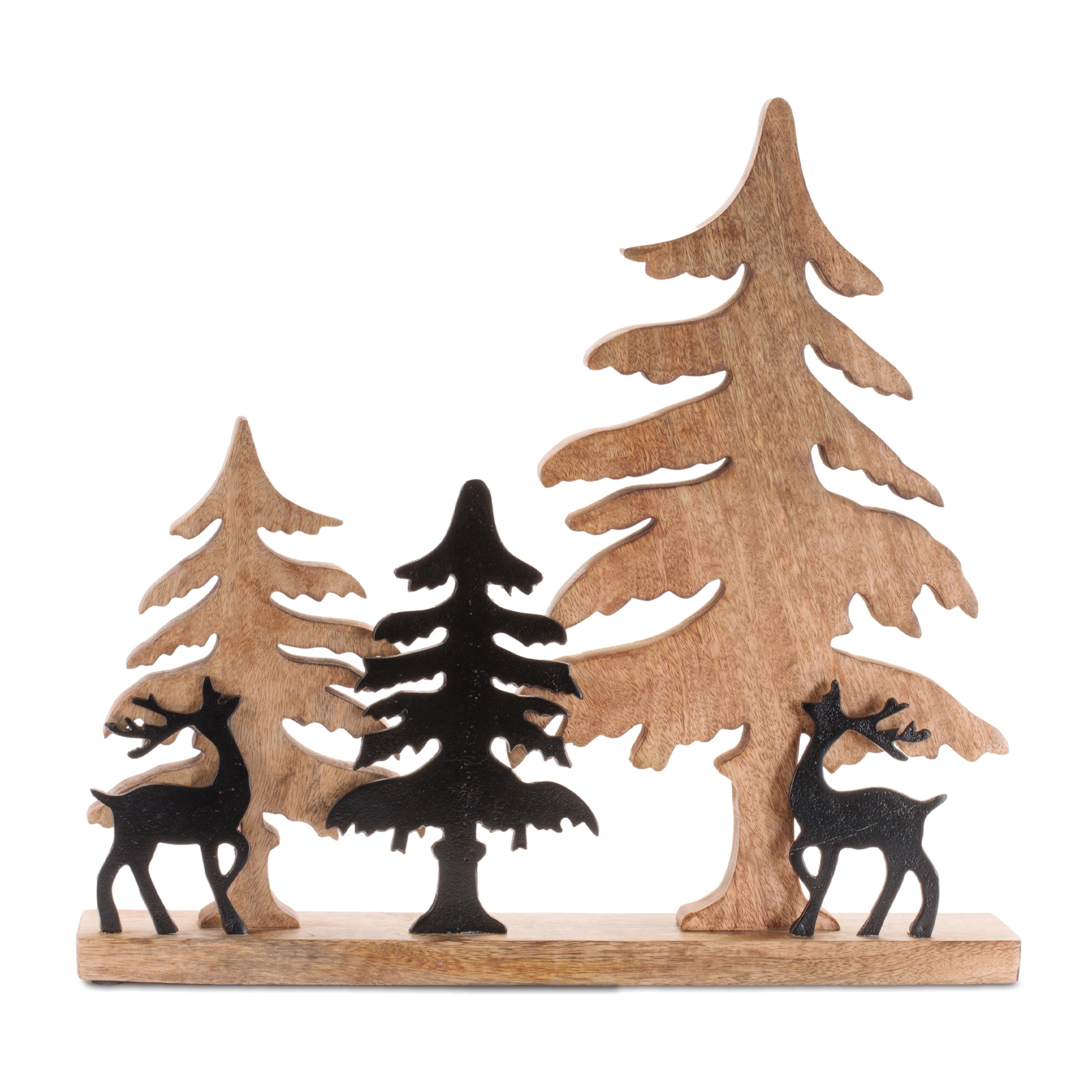 Deer and Trees 20"L x 19"H Wood/Aluminum
