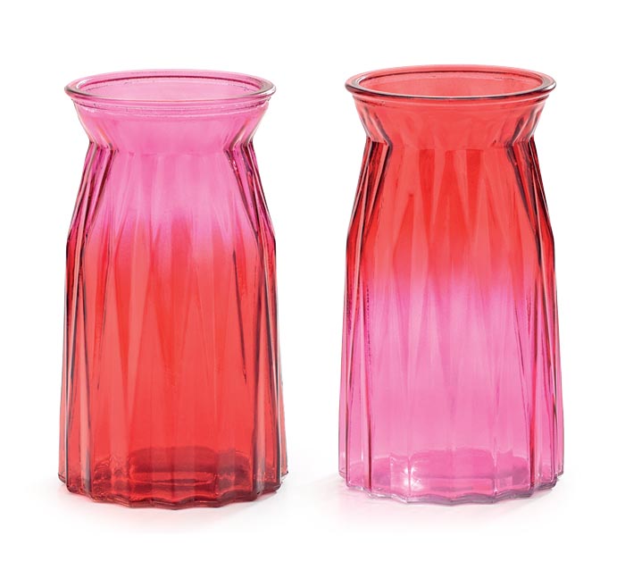 Cinched Neck Ombre Valentine Vase (S/2)