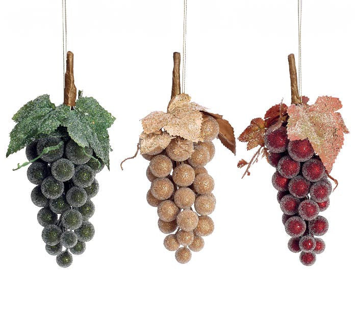 Beaded Grape Cluster Ornaments (S/3)