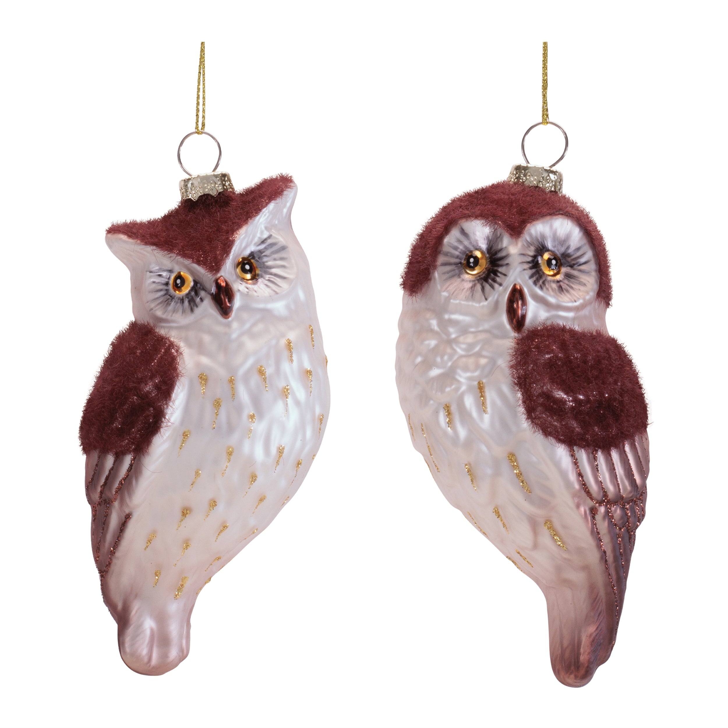 Owl Ornament (S/2) 5.25”H Glass
