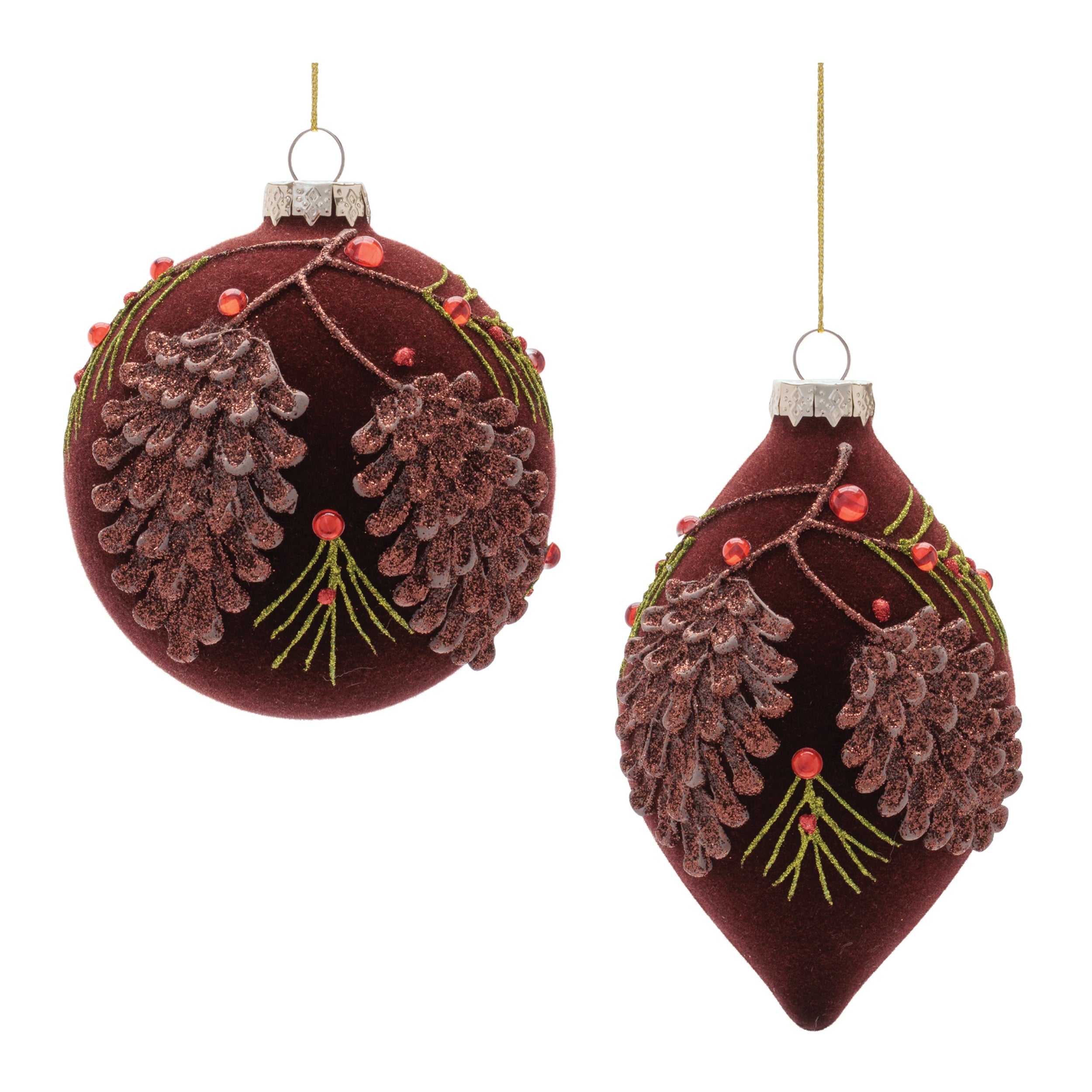 Ornament (2 set of) 4"D, 5"H Glass