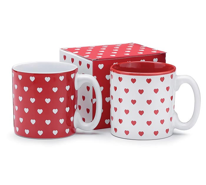 Heart Patterned Mugs (S/2)