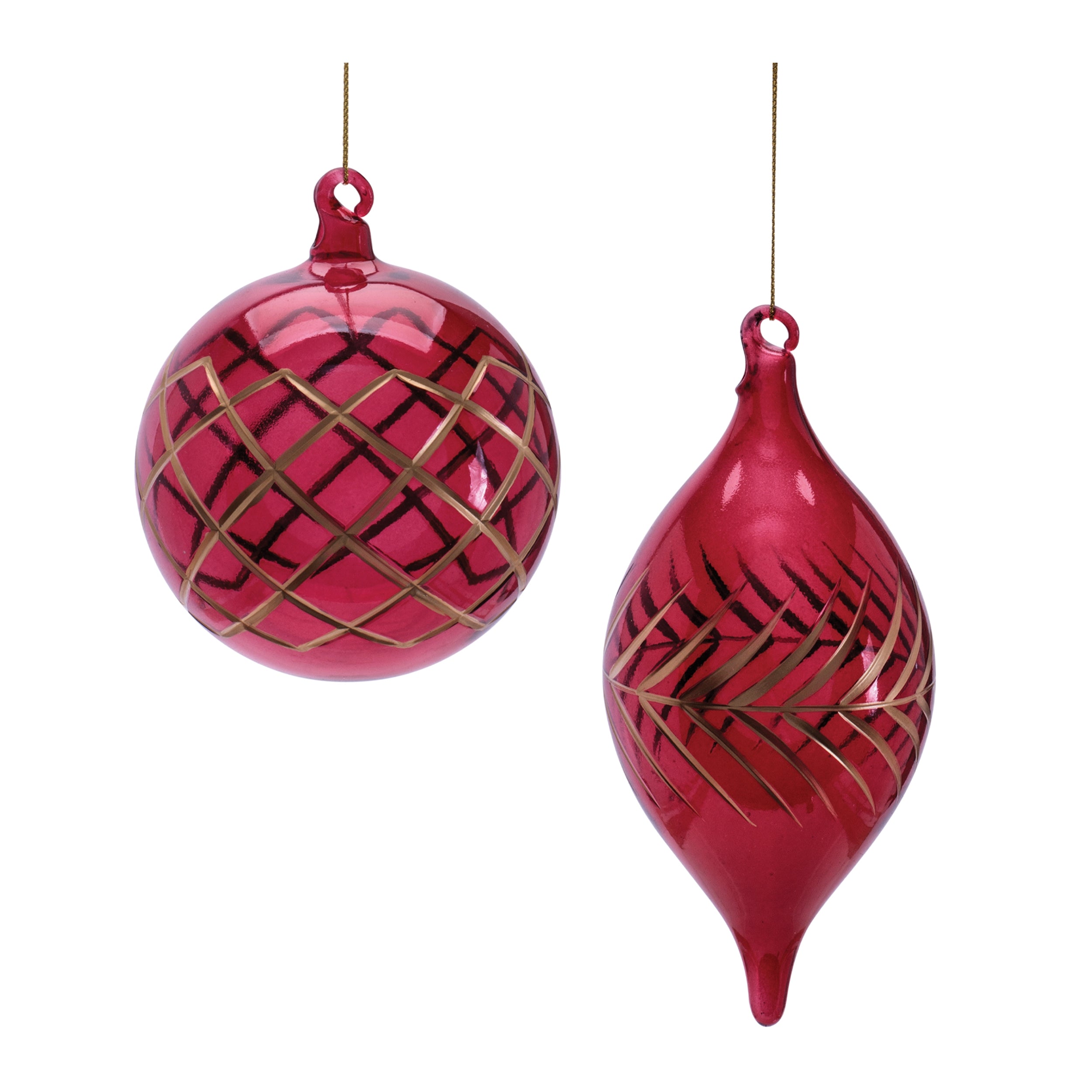 Ornament (2 set of) 4"D, 6"H Glass