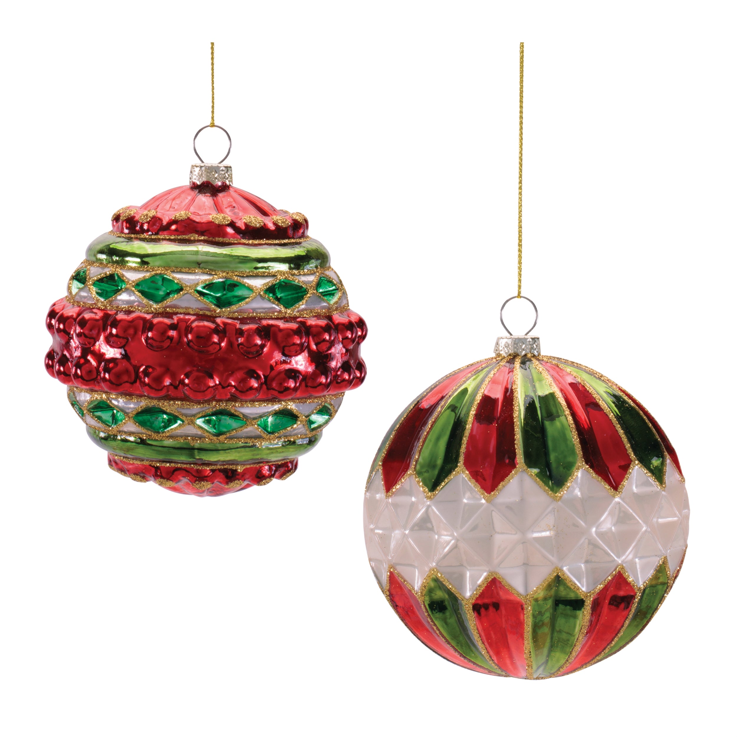 Ball Ornament (2 set of) 4”D Glass