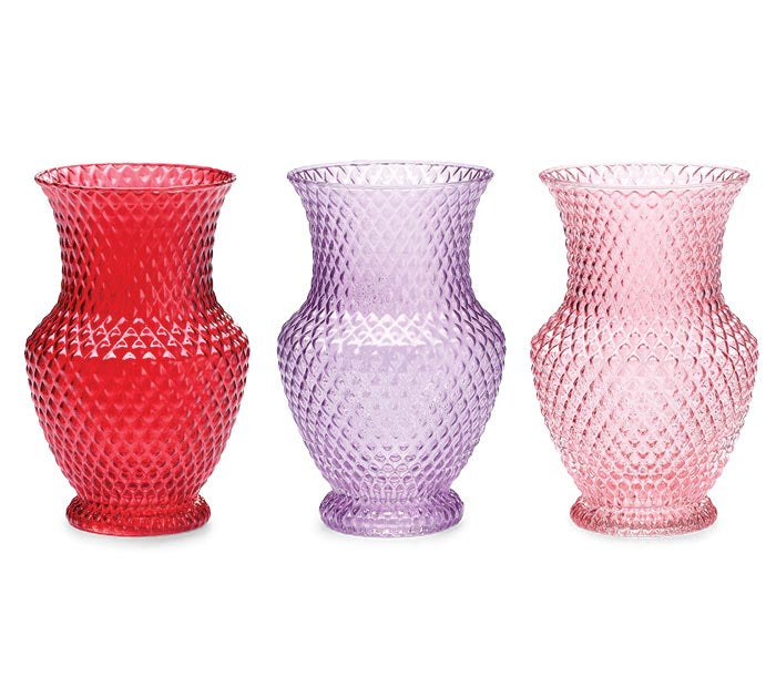 Diamond Pattern Glass Vases (S/3)