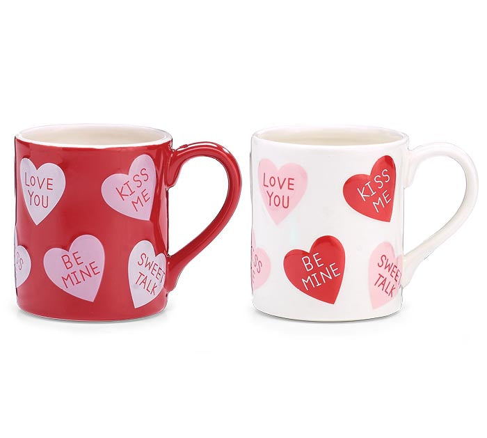 Raised Message Heart Mugs