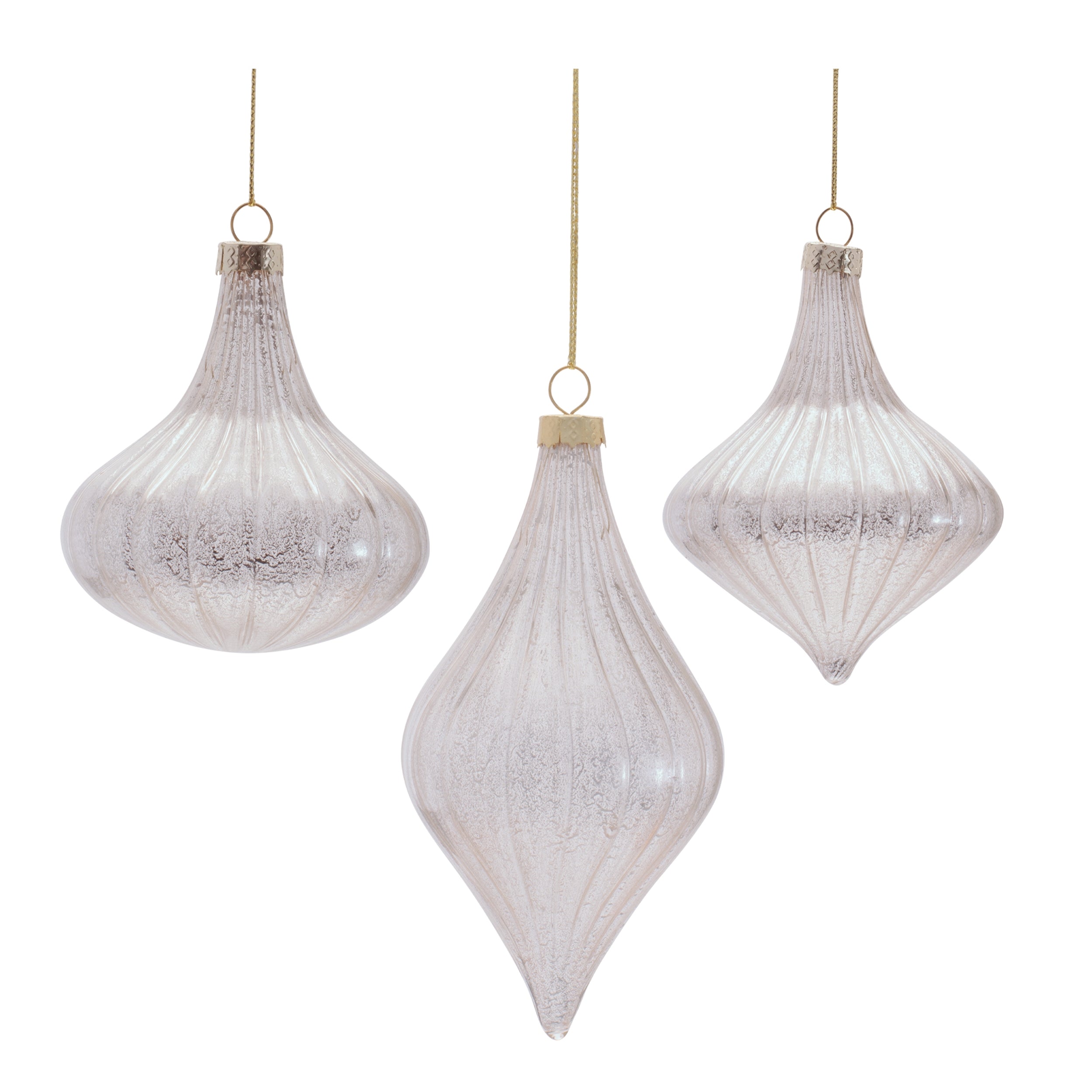 Ornament (3 set of) 3.25"H, 3.75"H, 6"H Glass