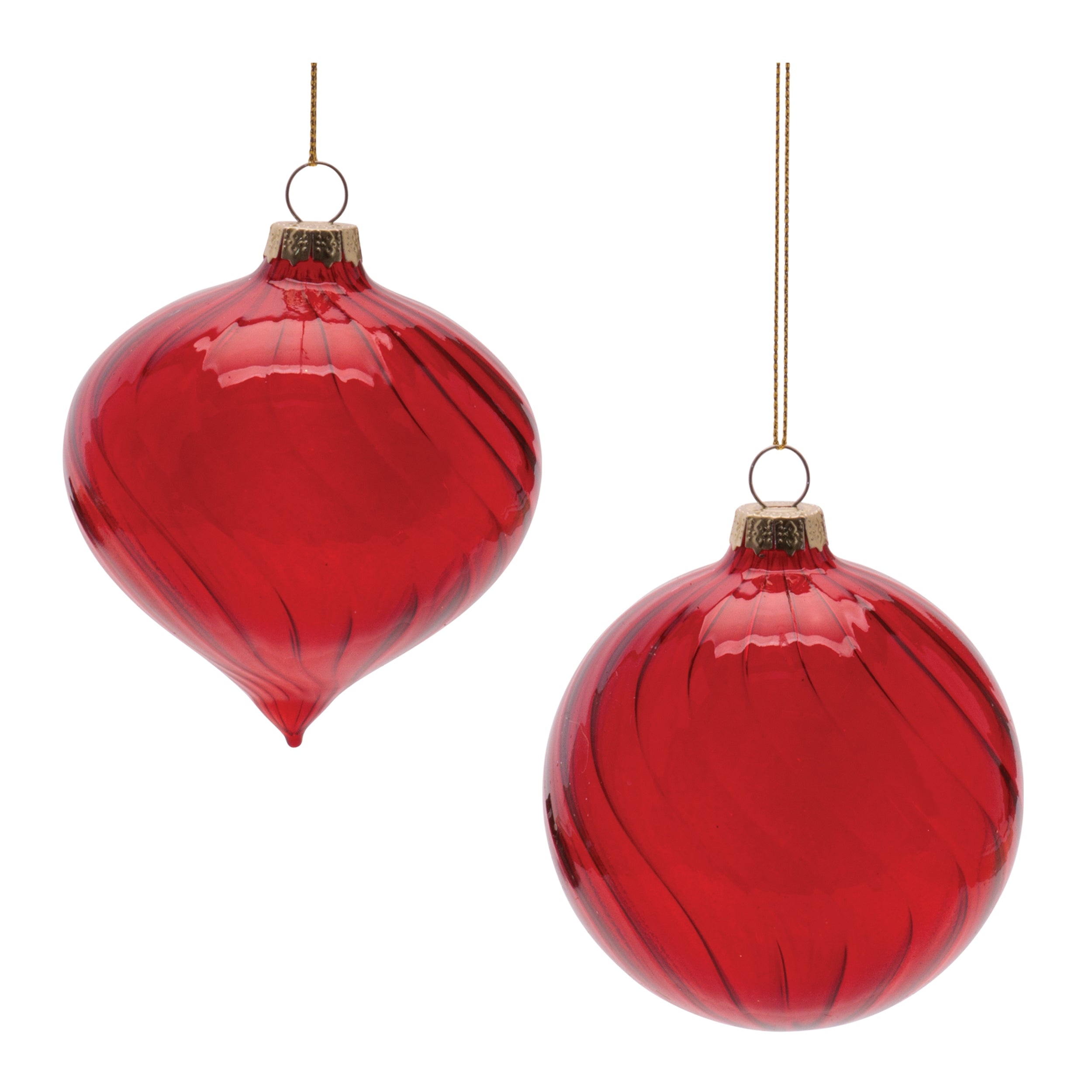 Ornament (2 set of) 3"D, 3.25"H Glass