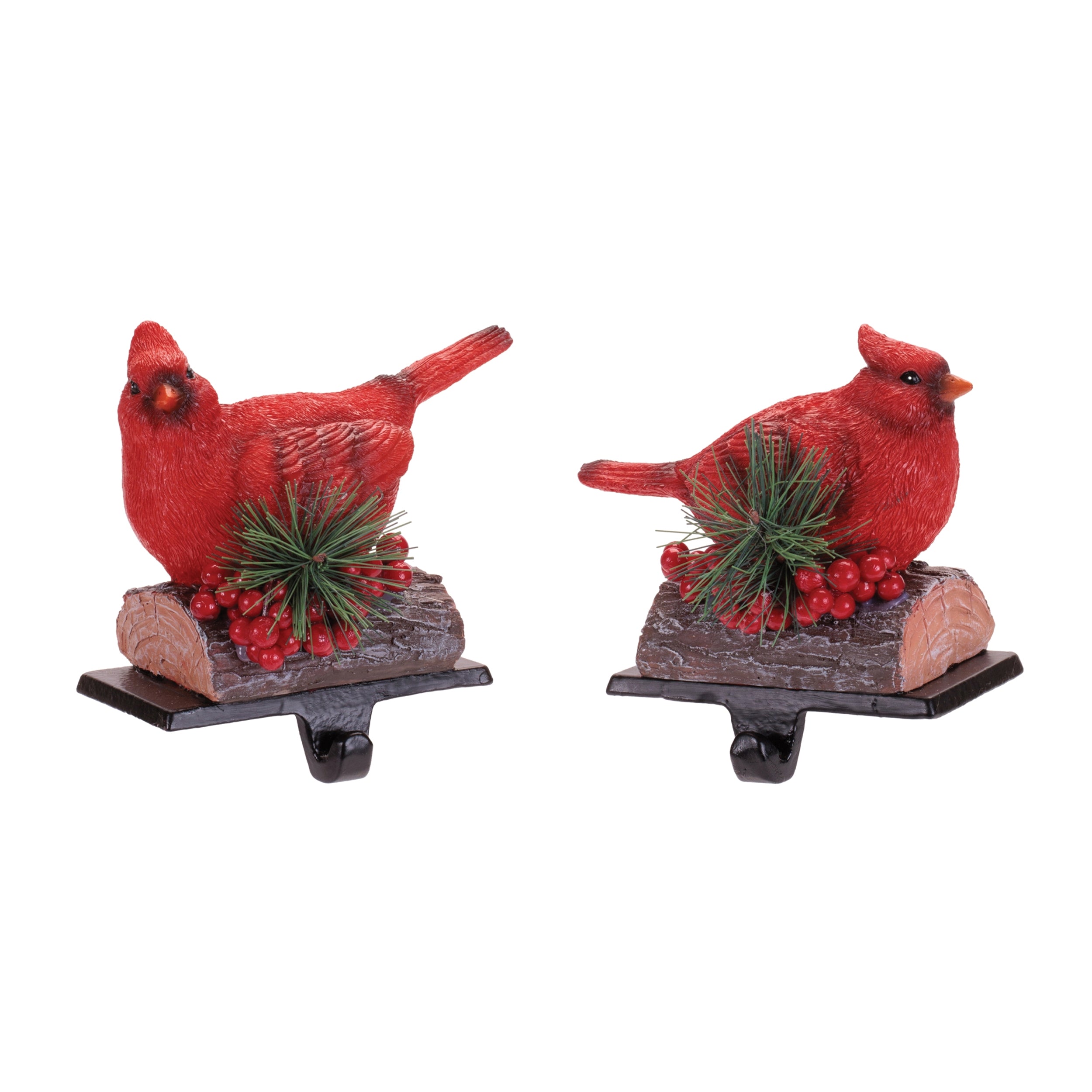 Cardinal Stocking Holder (2 set of) 4.5”H Resin
