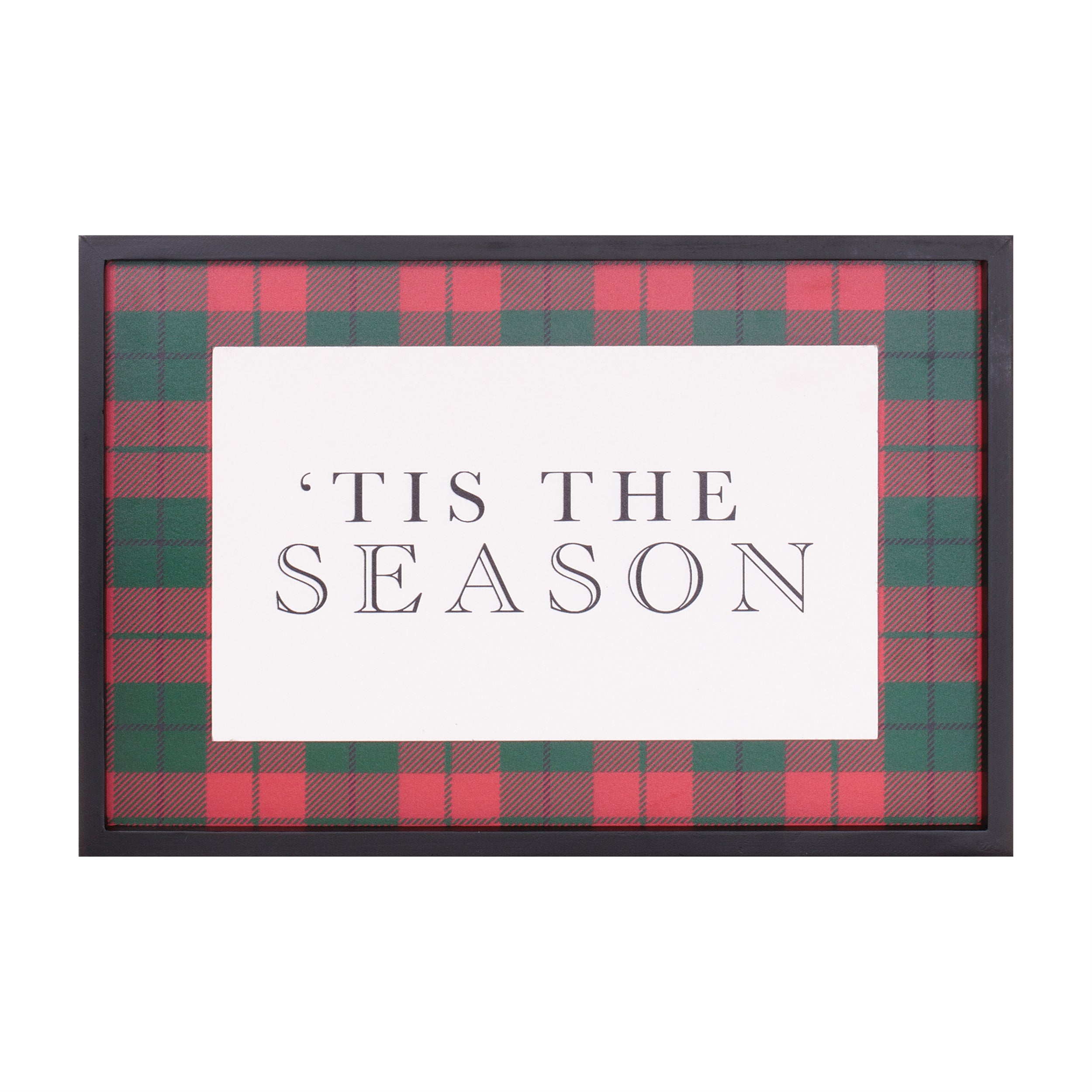 Framed Plaid Tis the Season Print 15.5"L x 12.5"H MDF/Wood