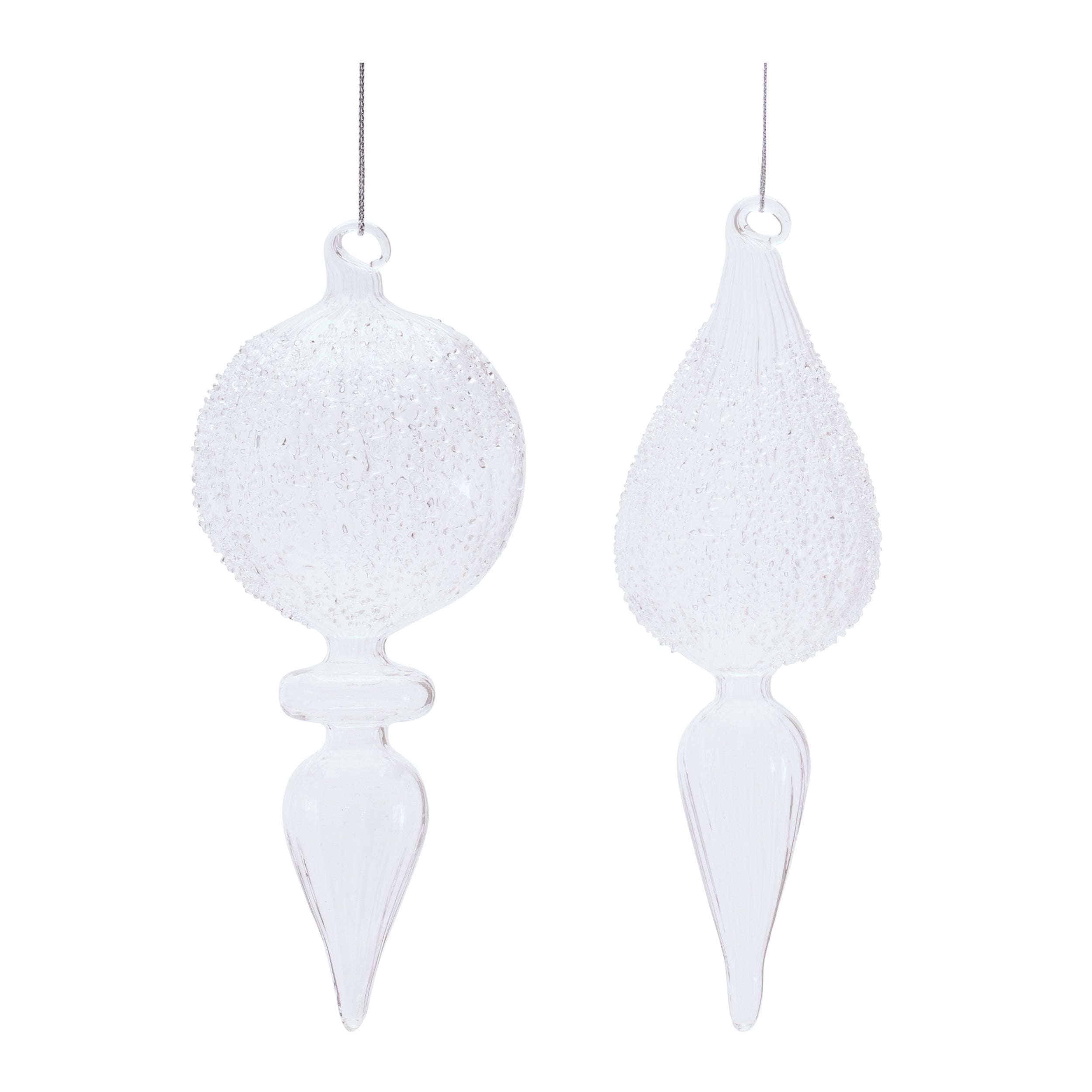 Ornament (2 set of) 7.5"H, 8"H Glass