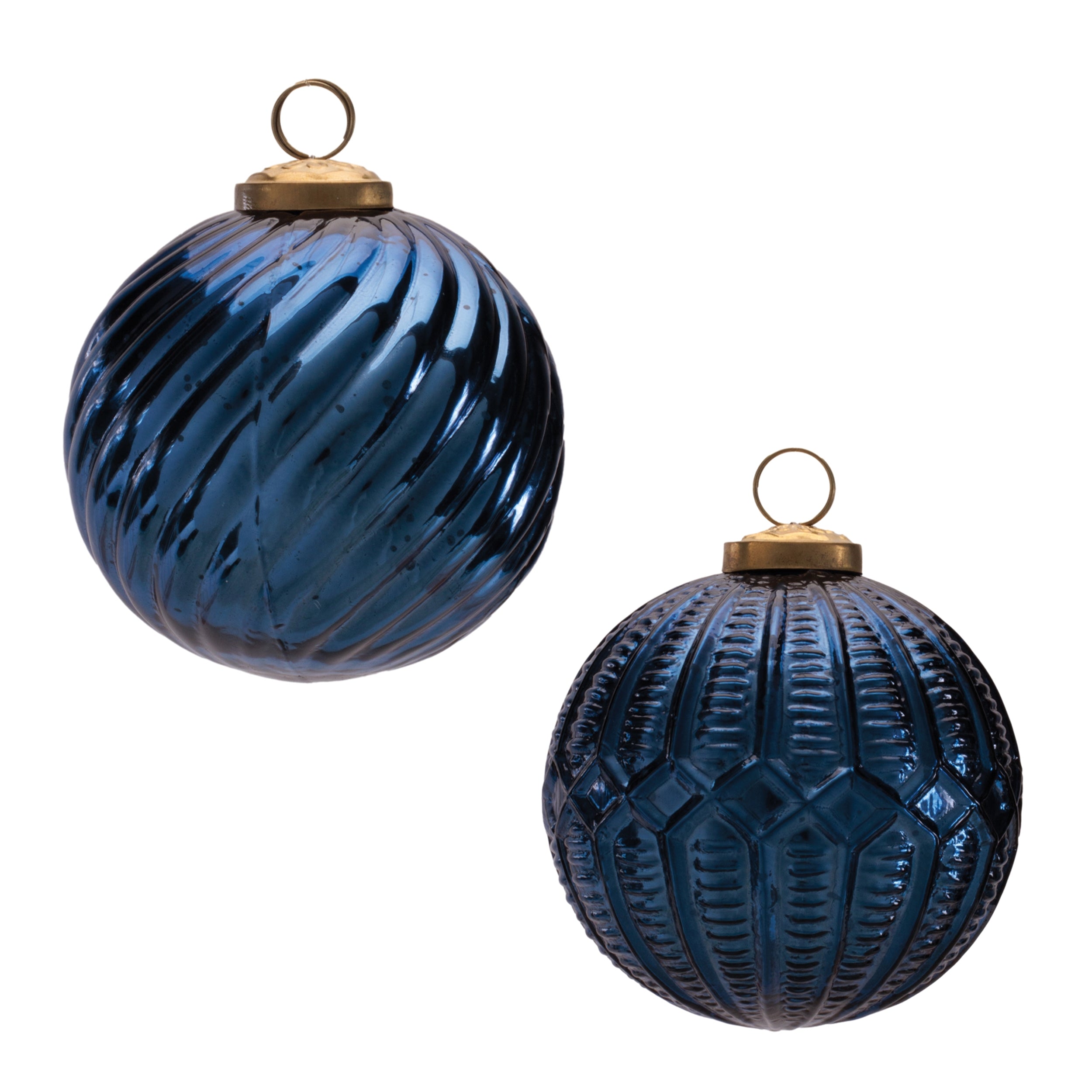 Ball Ornament (2 set of) 4”D Glass