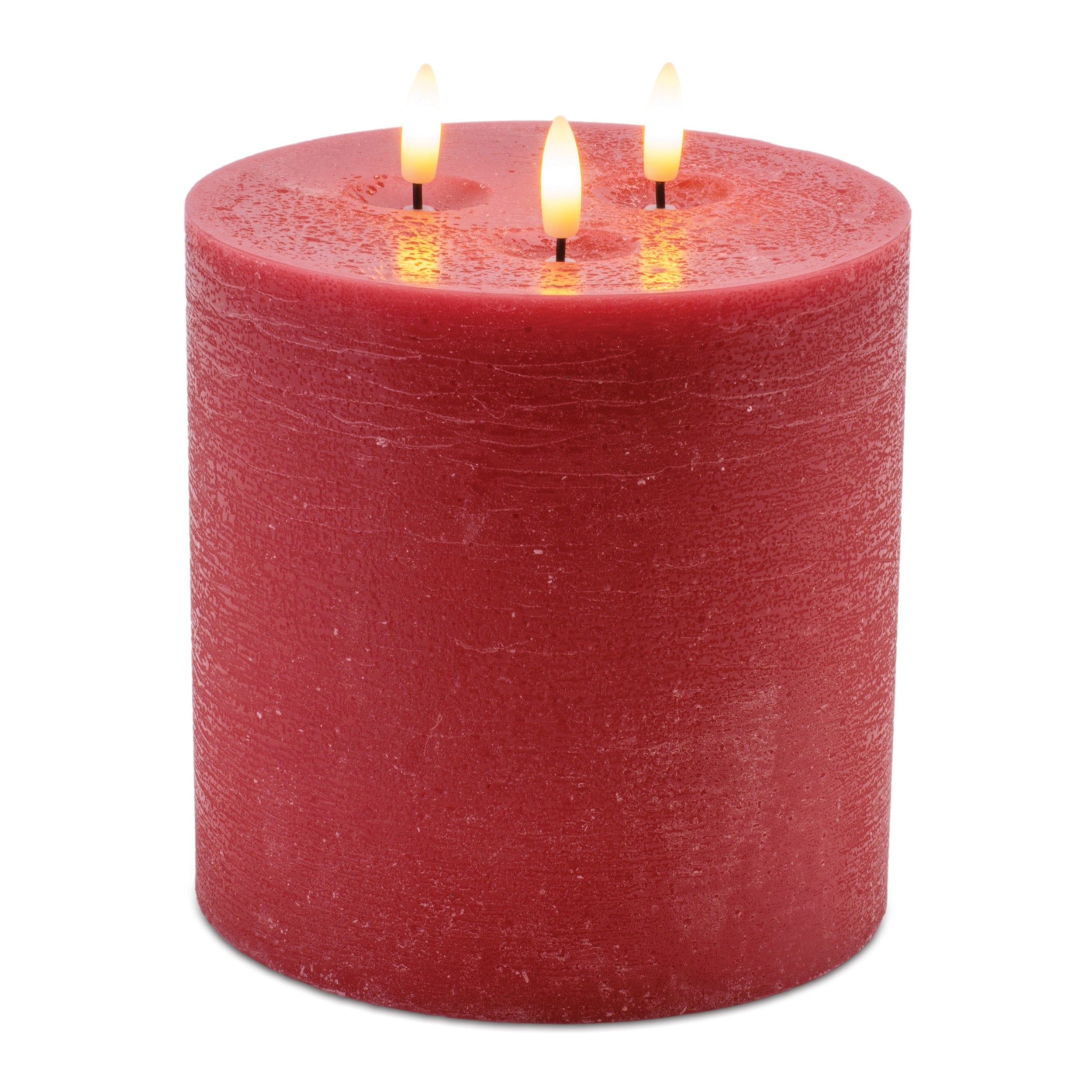 FIA Wick Candle RED 6"D x 6"H Wax/ 4 & 8 Hr Timer 3 C Batteries Not Included