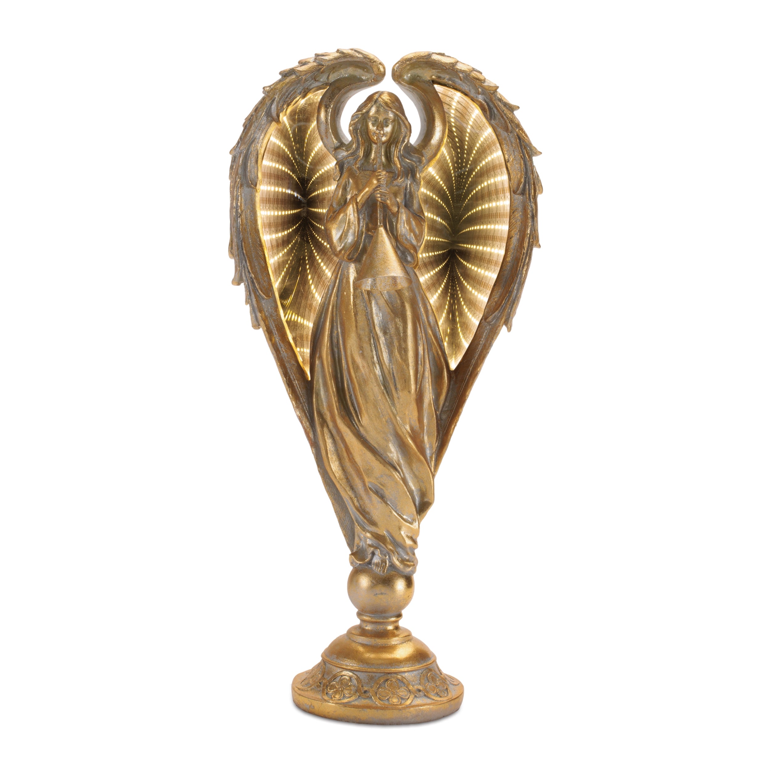 Angel w/Ekkolight Wings 16.5”H Resin/Acrylic USB Cord Included