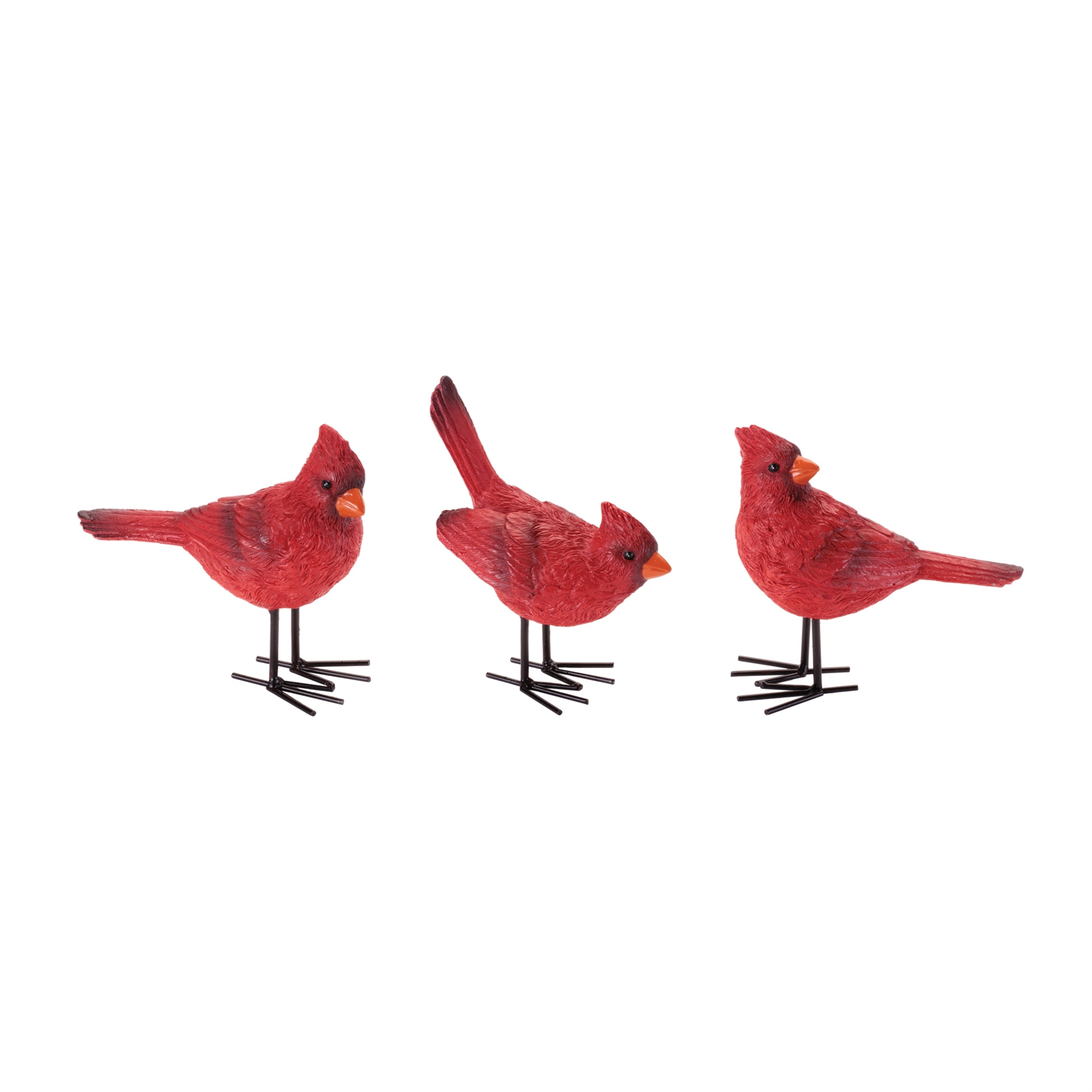 Cardinal (3 set of) 5"H, 5.25"H, 6"H Resin/Metal