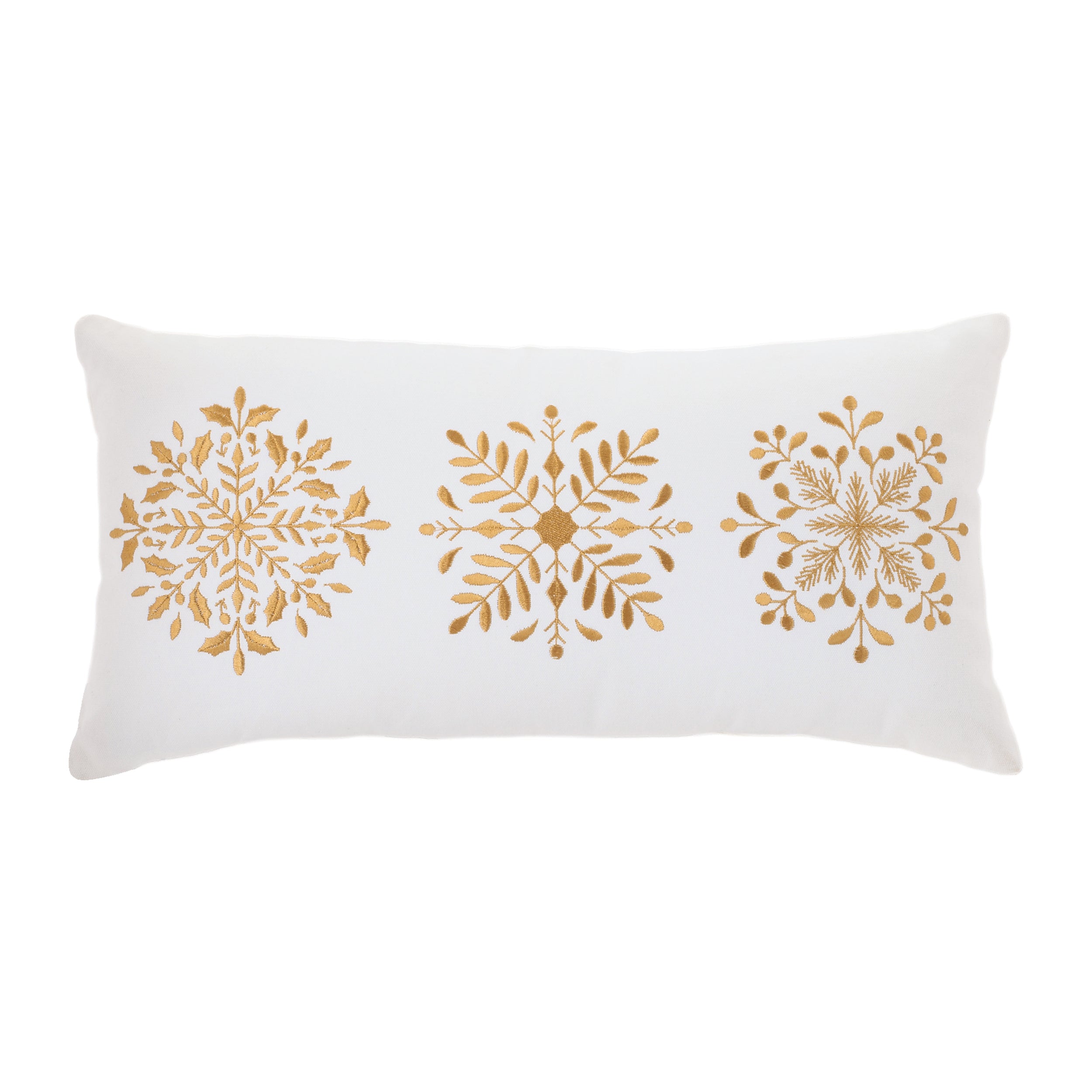 Pillow w/Snowflakes 19.5"L x 9.5"H Cotton/Polyester