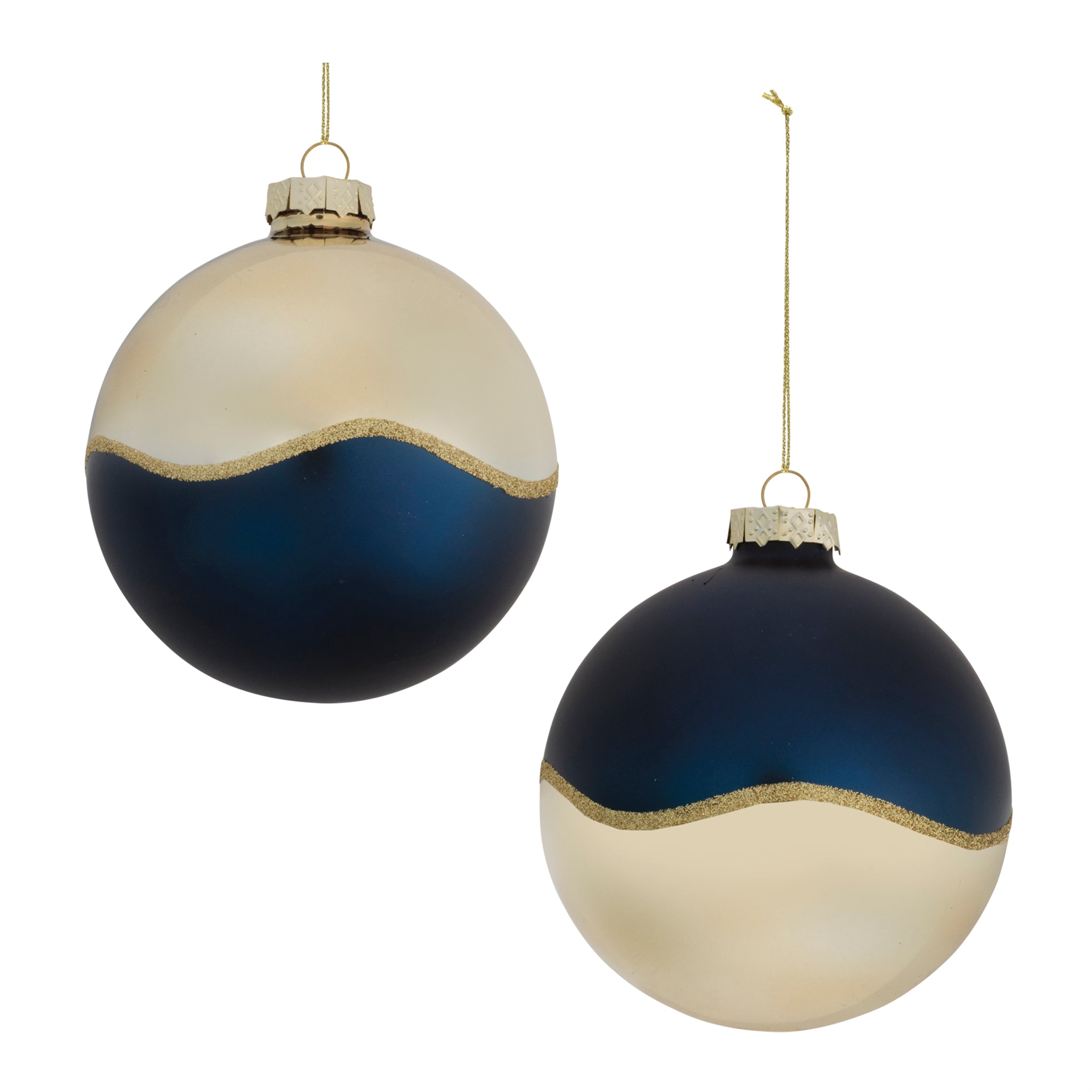 Ball Ornament (2 set of) 4”D Glass