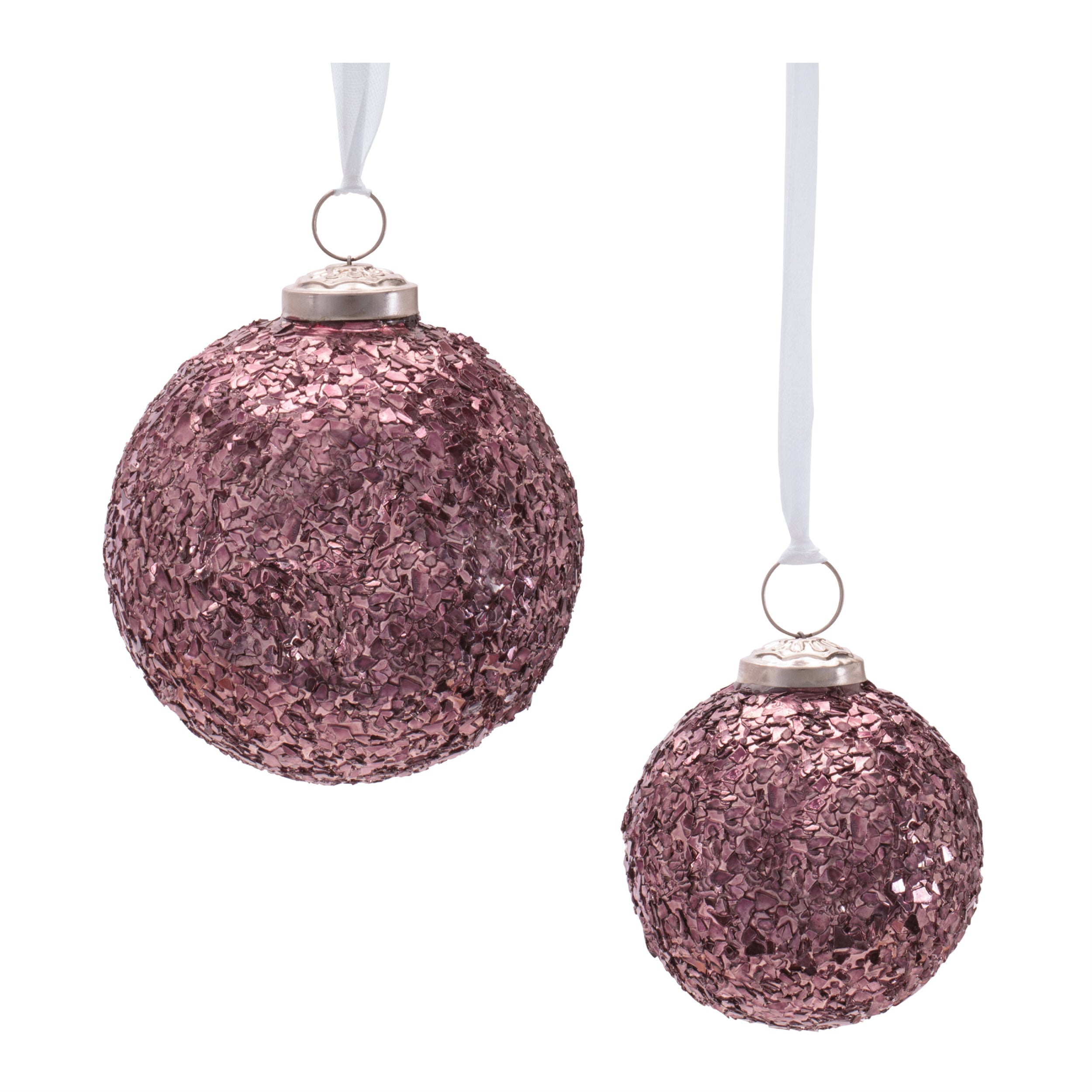 Ball Ornament (Set of 2) 3"D, 4"D Glass
