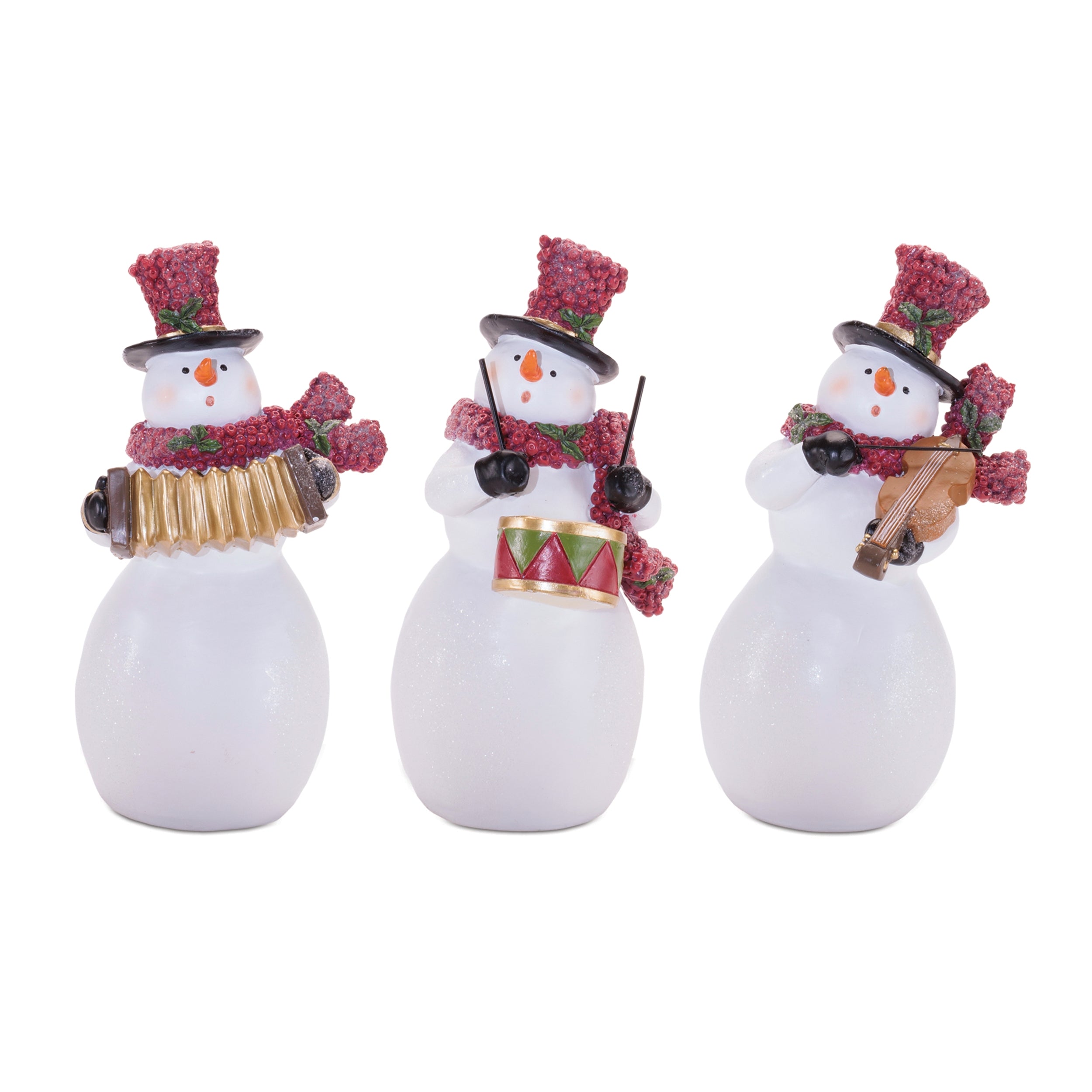 Snowman w/Instrument (3 set of) 8”H Resin