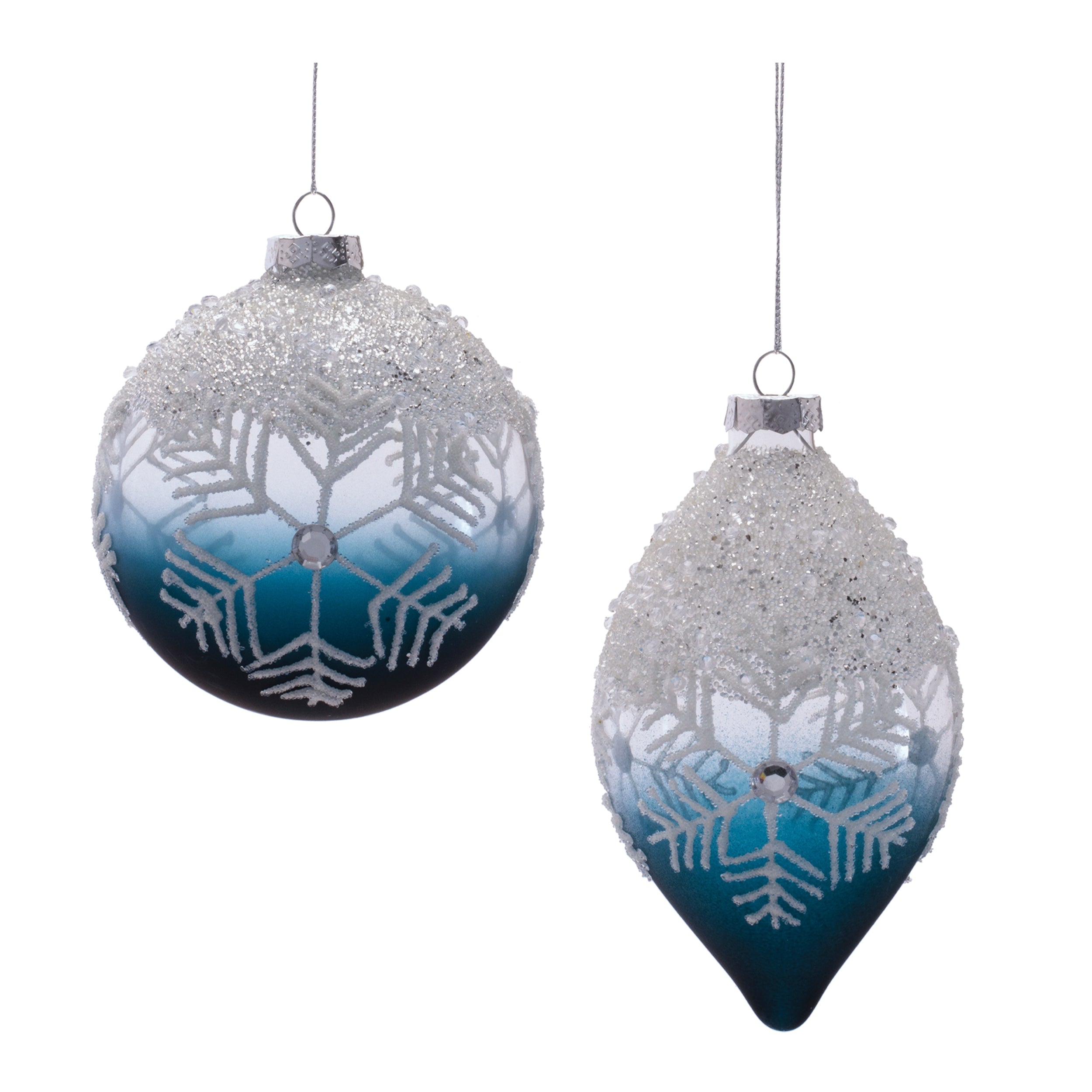Ornament (2 set of) 4"D, 5.75"H Glass
