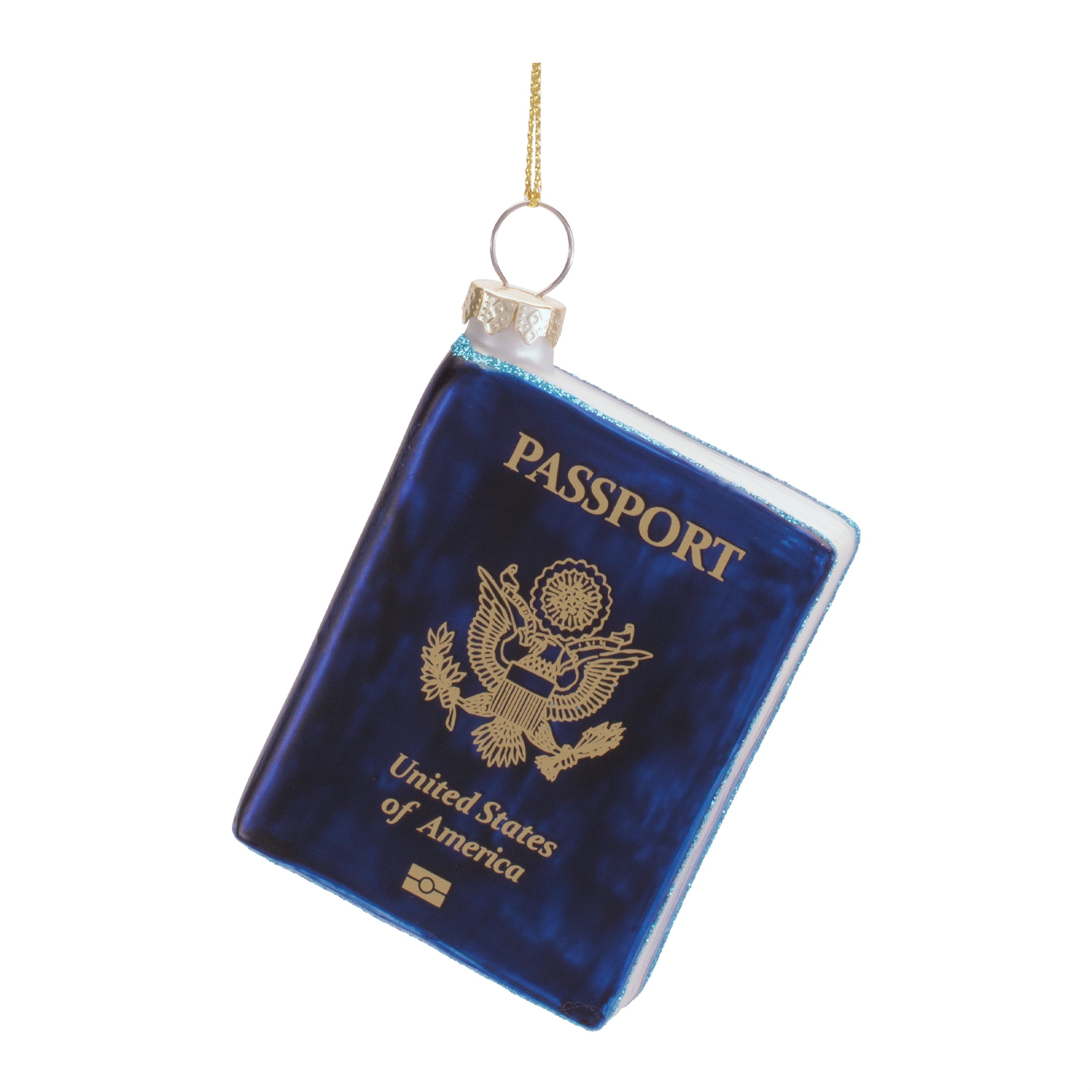 Passport Ornament 3”H Glass