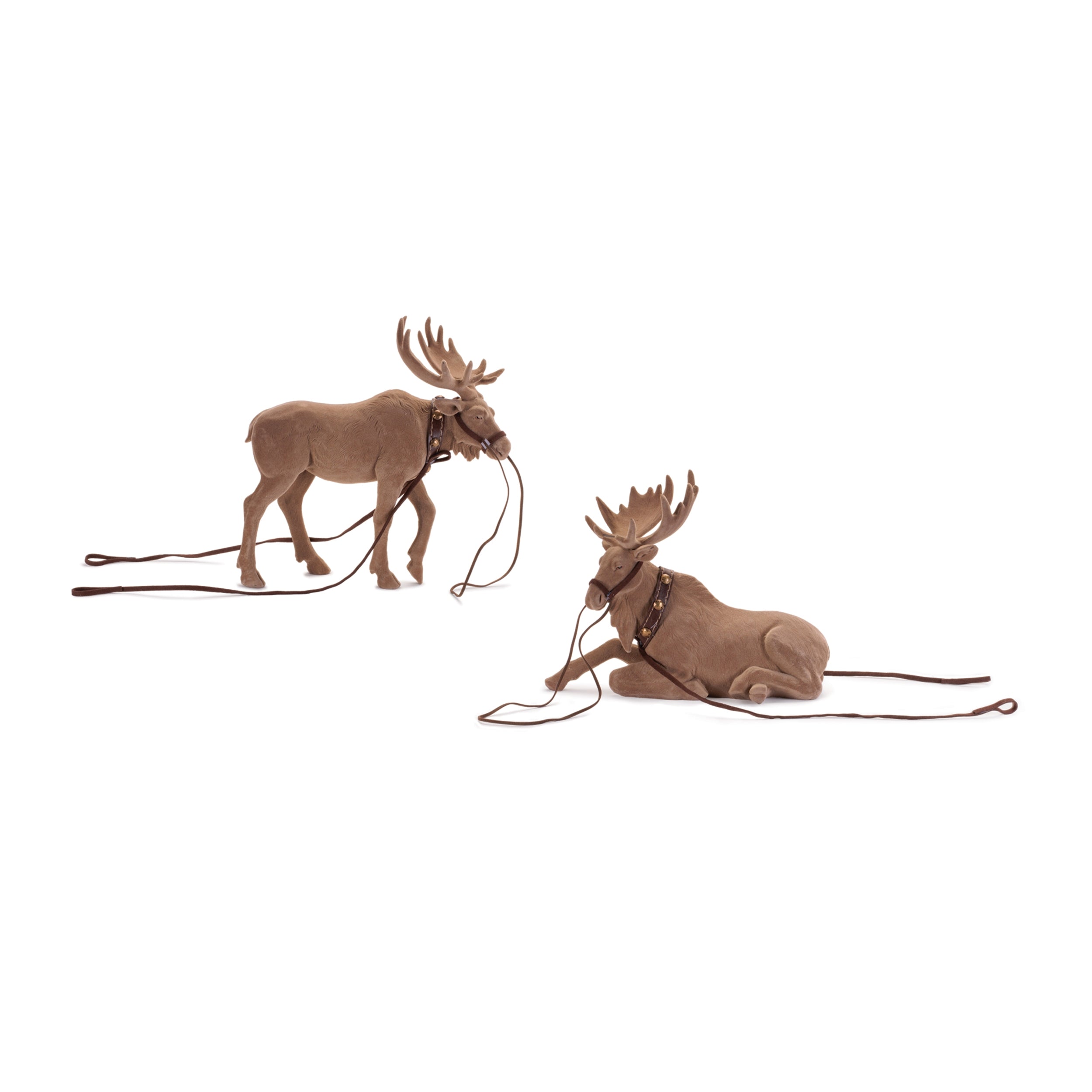 Moose (2 set of) 8.25"H, 10"H Resin/Faux Leather