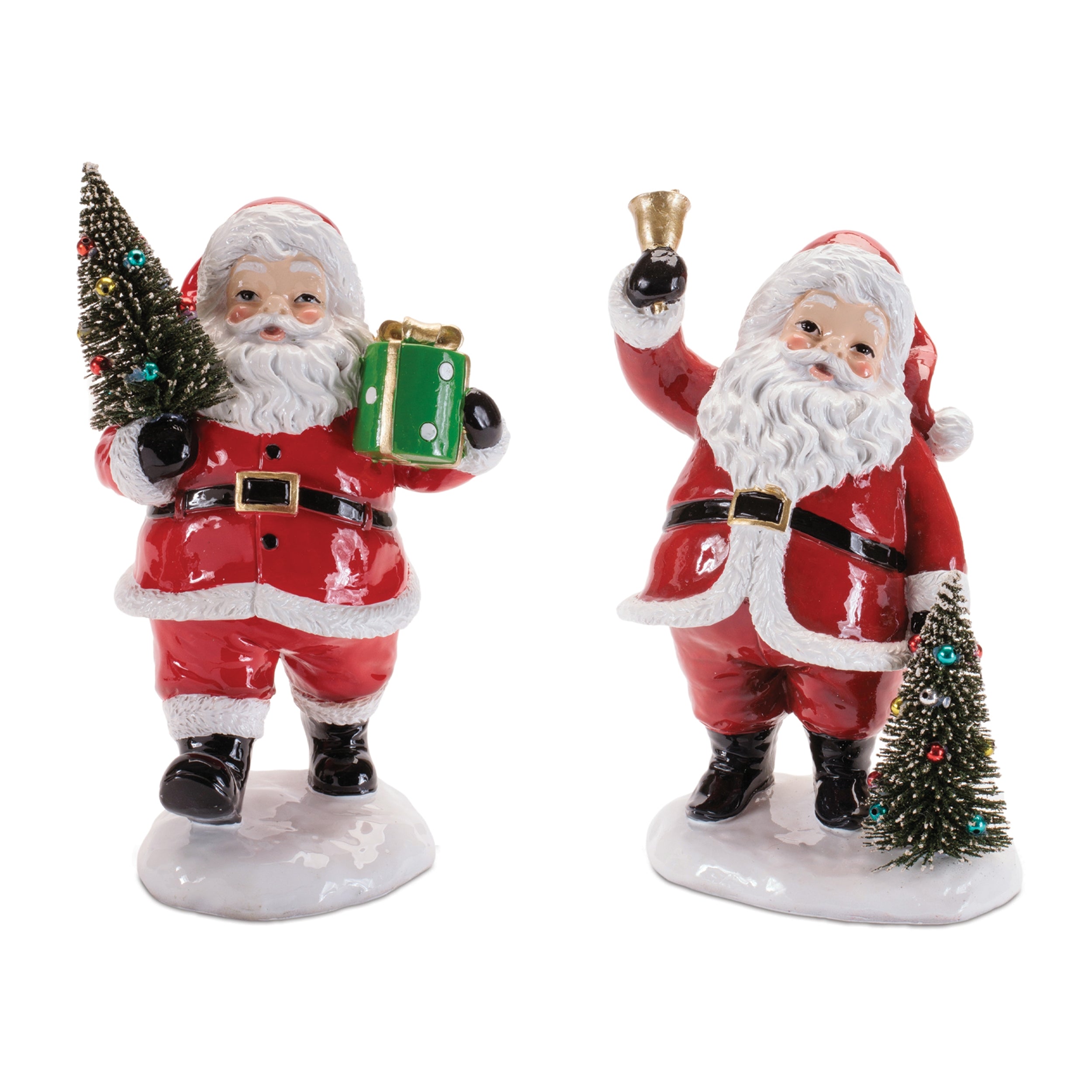 Santa w/Tree (2 set of) 8”H Resin