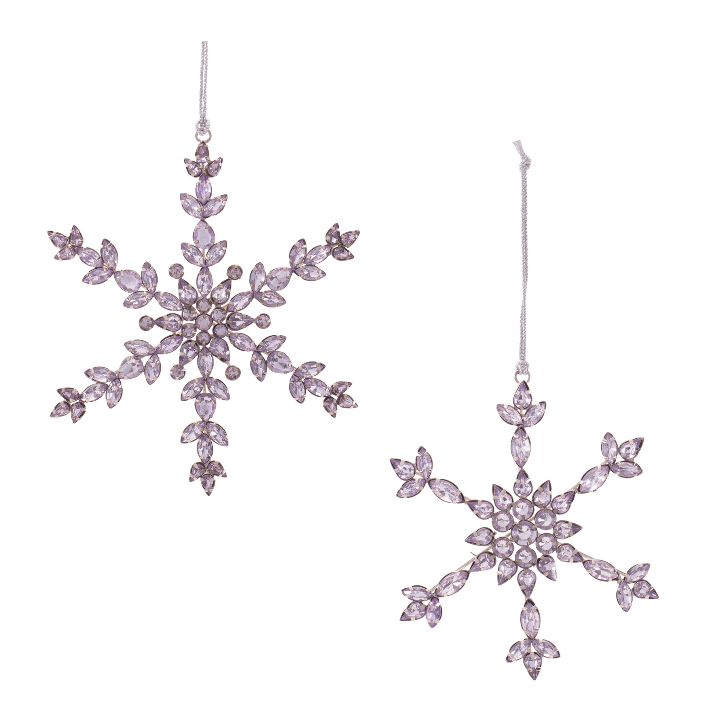Snowflake Jewel Ornament (Set of 2) 5.5"H, 7"H Acrylic/iron