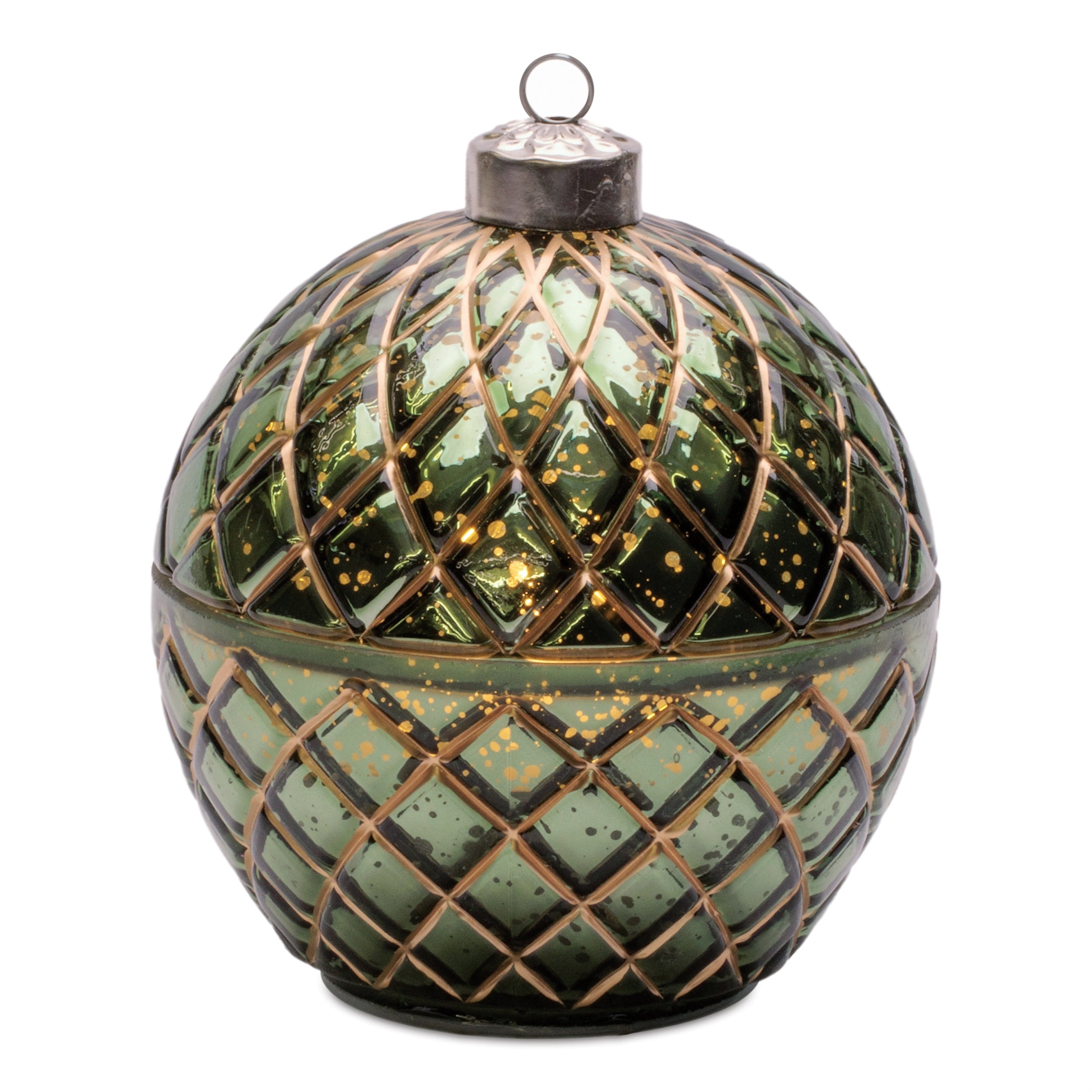 LED Candle Ornament 5.75"D x 6.5"H Glass 6 Hr Timer 3 AA Batteries Not Included