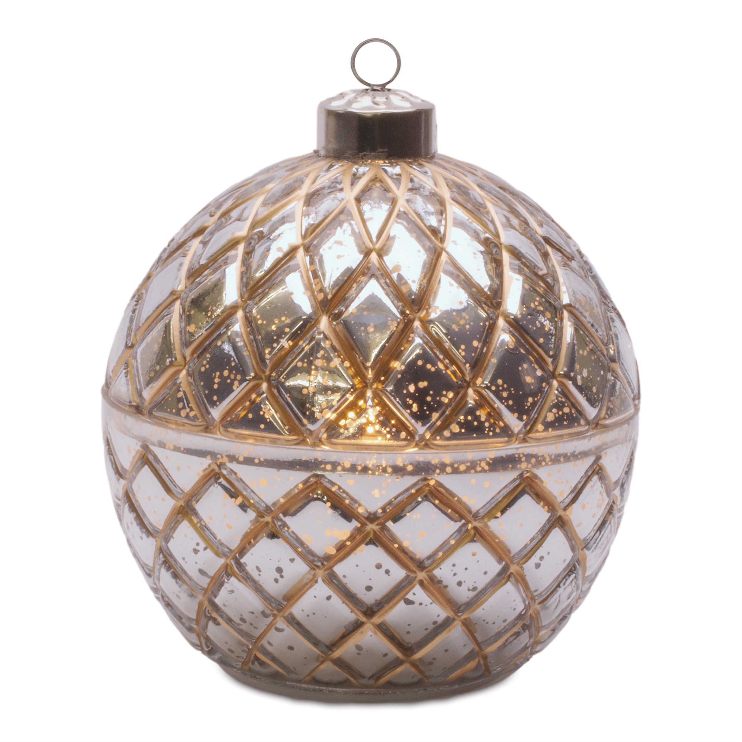 LED Candle Ornament 5.75"D x 6.5"H Glass 6 Hr Timer 3 AA Batteries Not Included