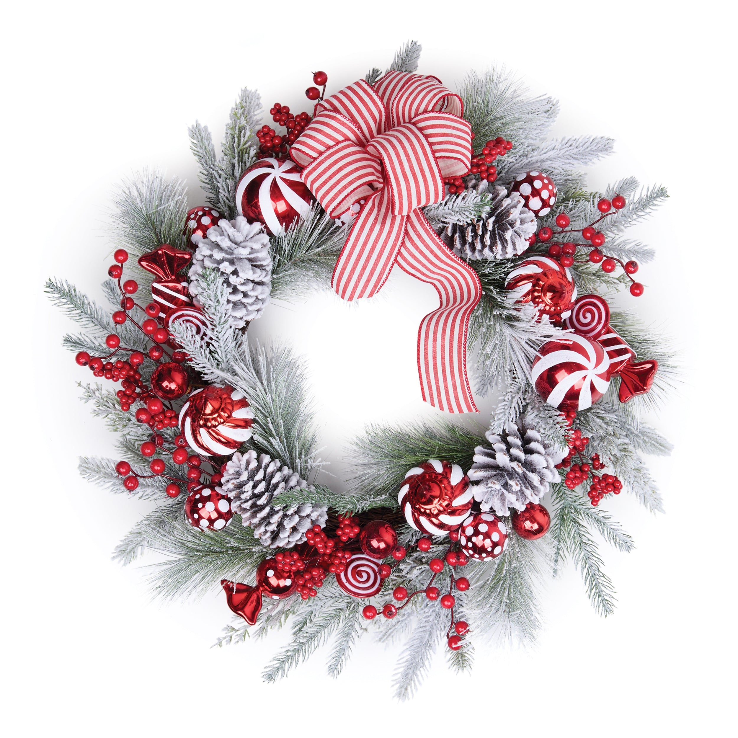Pine and Ornament Wreath 24”D