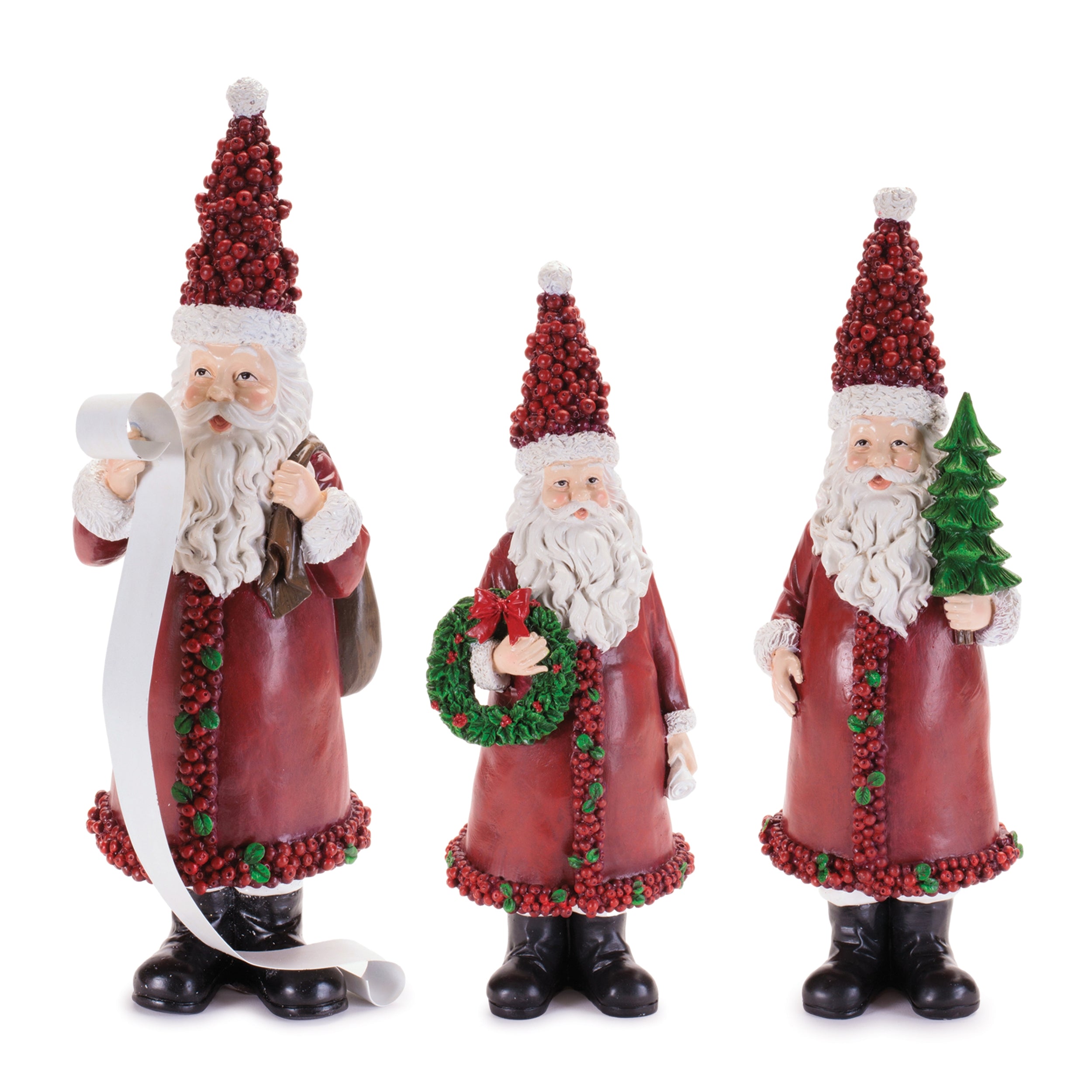 Santa (Set of 3) 14"H, 15.5"H, 17.25"H Resin