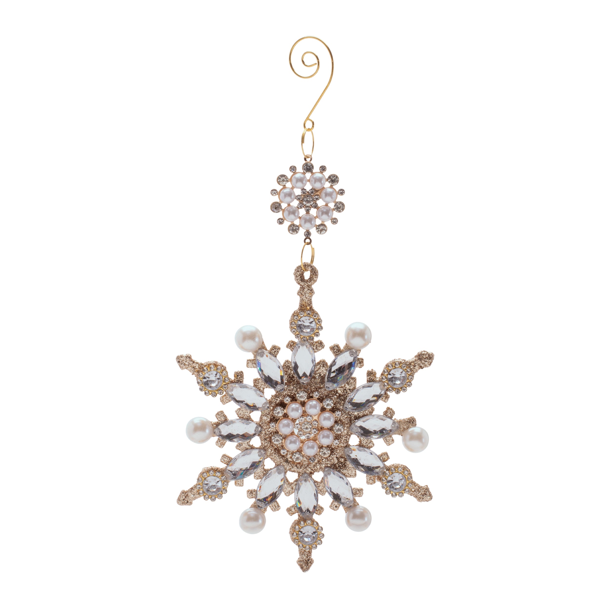 Pearl and Jewel Snowflake Ornament 10”H /Wire