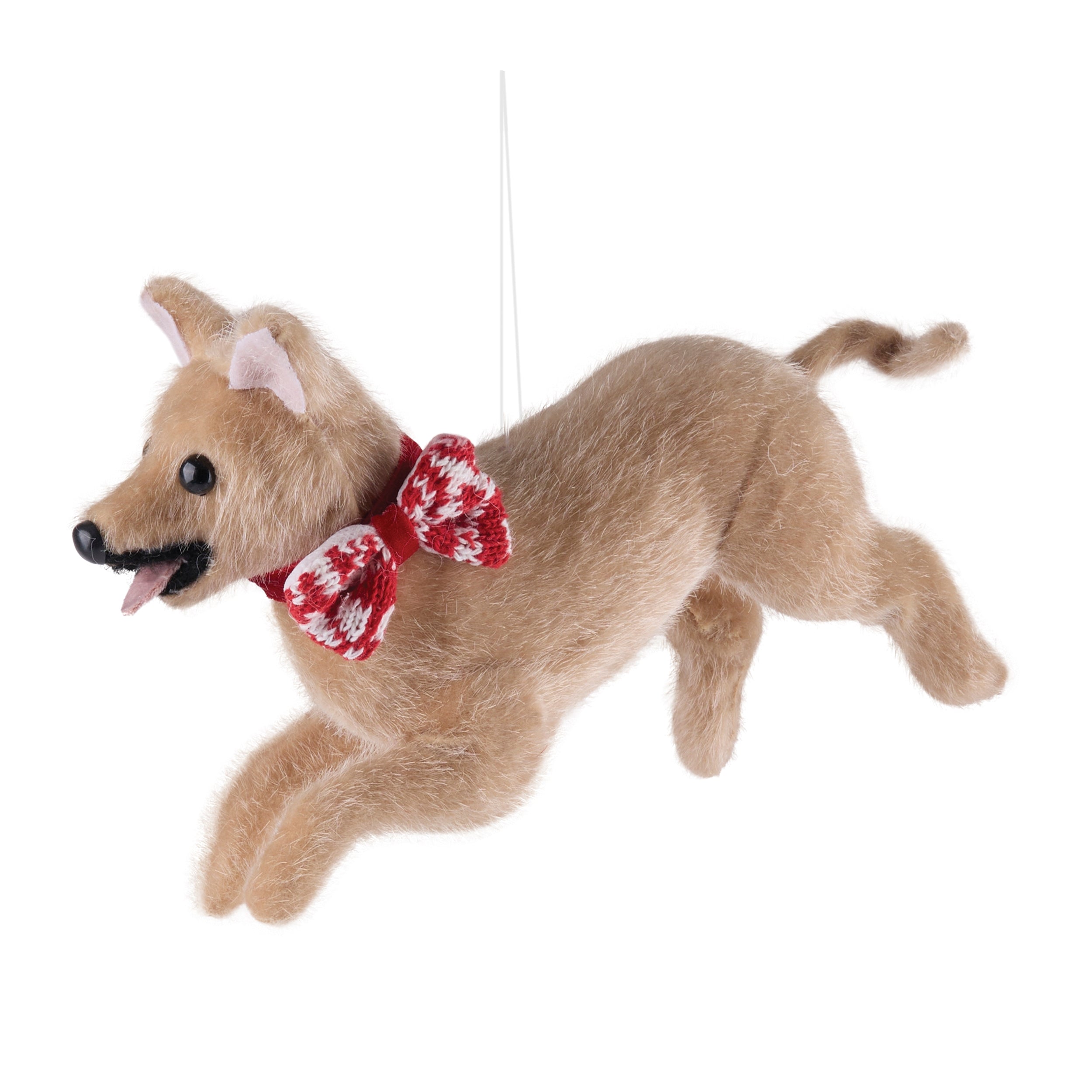 Dog w/Bow Ornament 5”H Foam/Fabric
