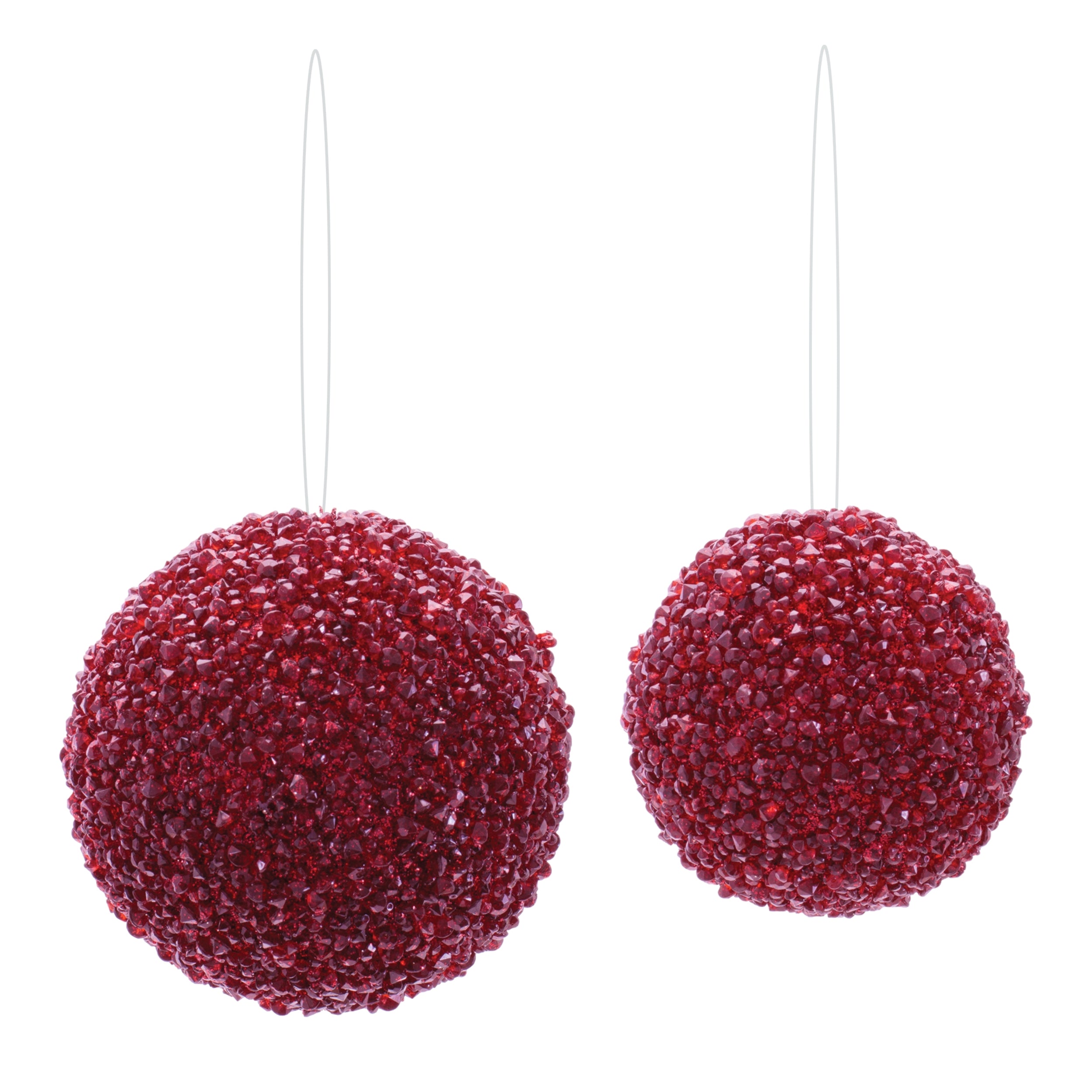 Beaded Ball Ornament (Set of 2) 3.75"D, 4.75"D Acrylic