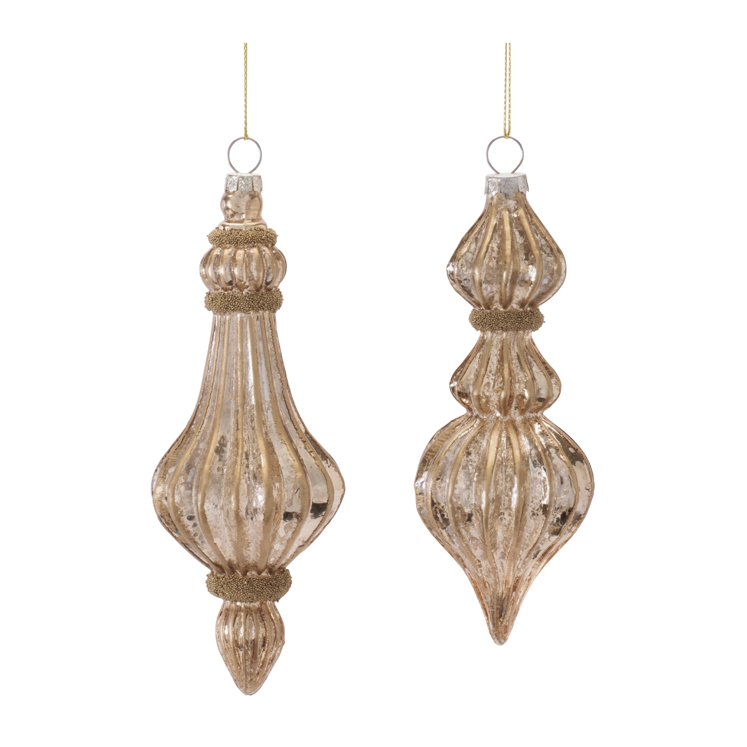 Finial Ornament (2 set of) 5.75"H, 6.25"H Glass